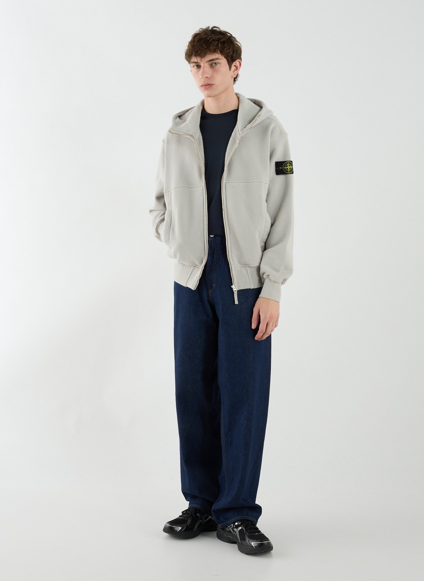 Cotton zip-up hoodie STONE ISLAND Grey