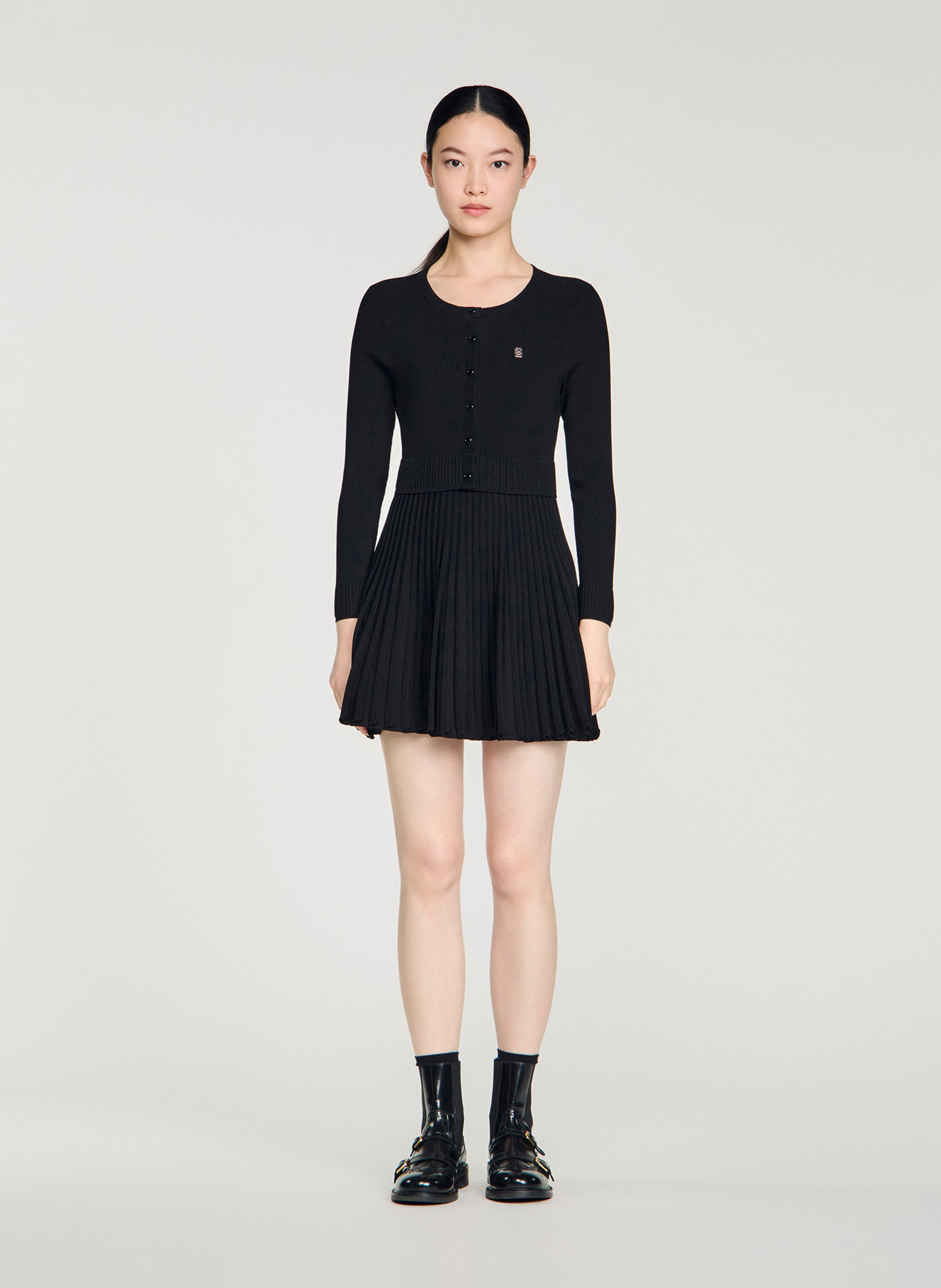 Robe courte col rond SANDRO Noir