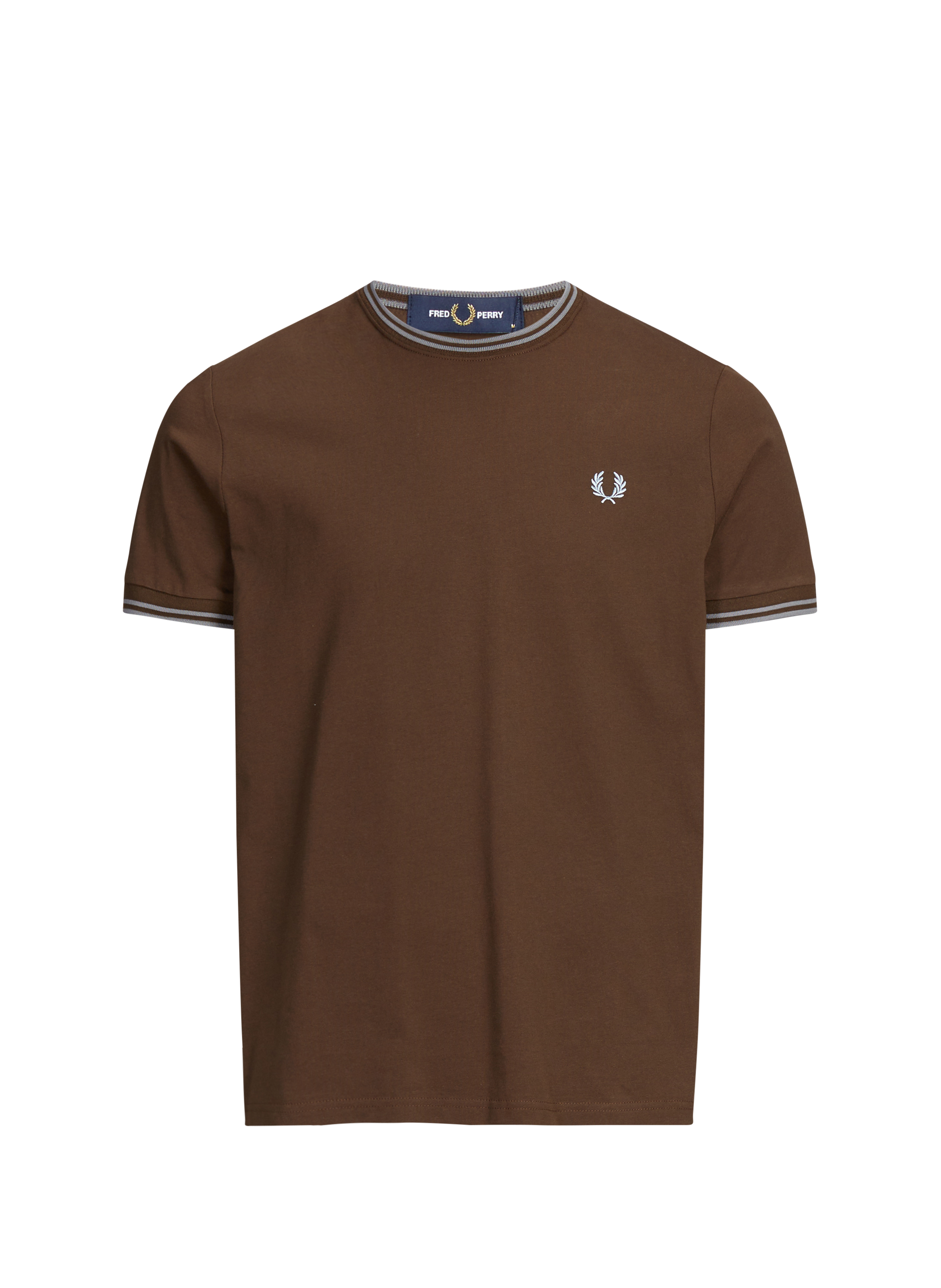 Plain round neck cotton T-shirt FRED PERRY Brown