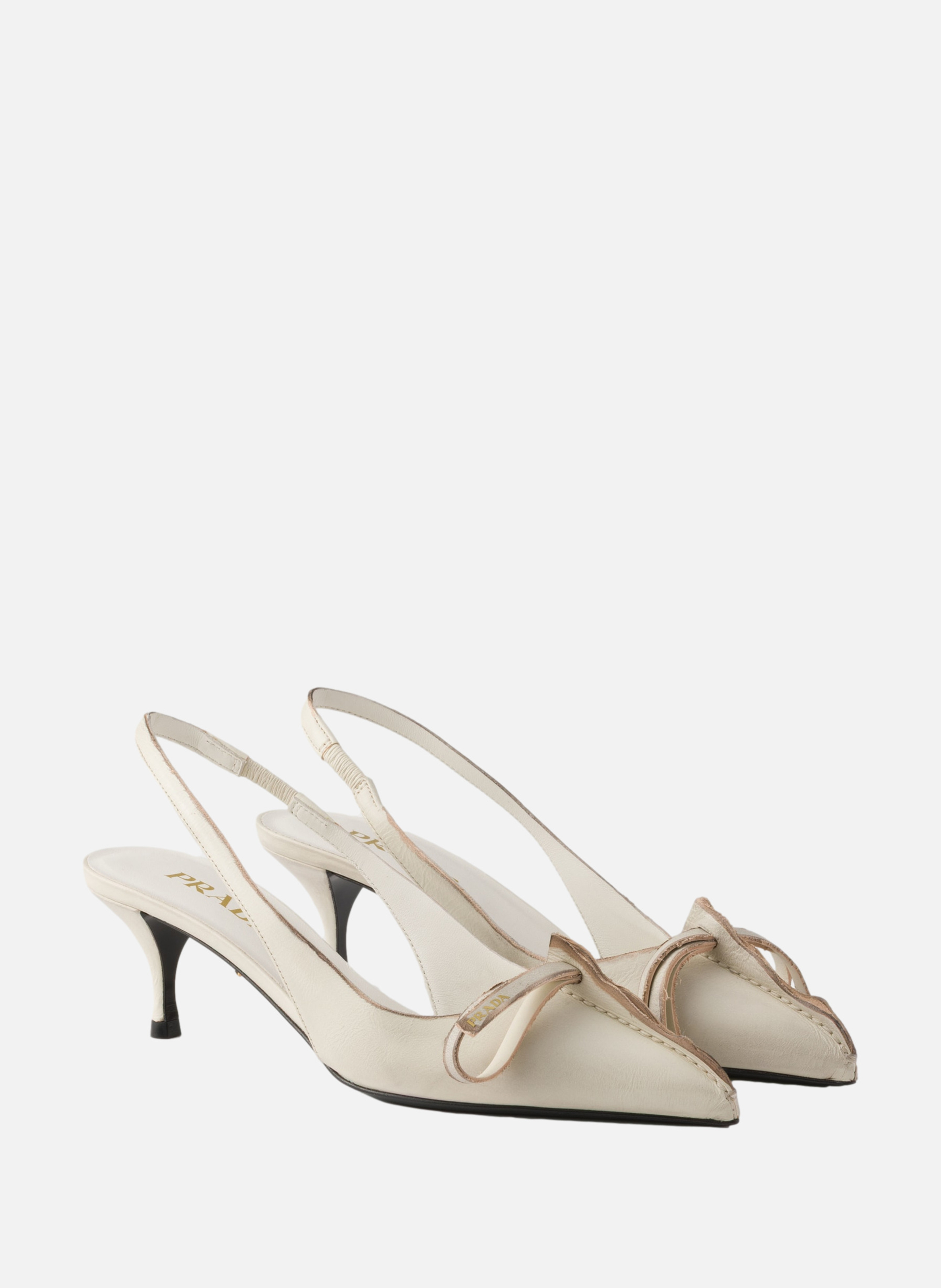 Escarpins à bride arrière en cuir PRADA Beige