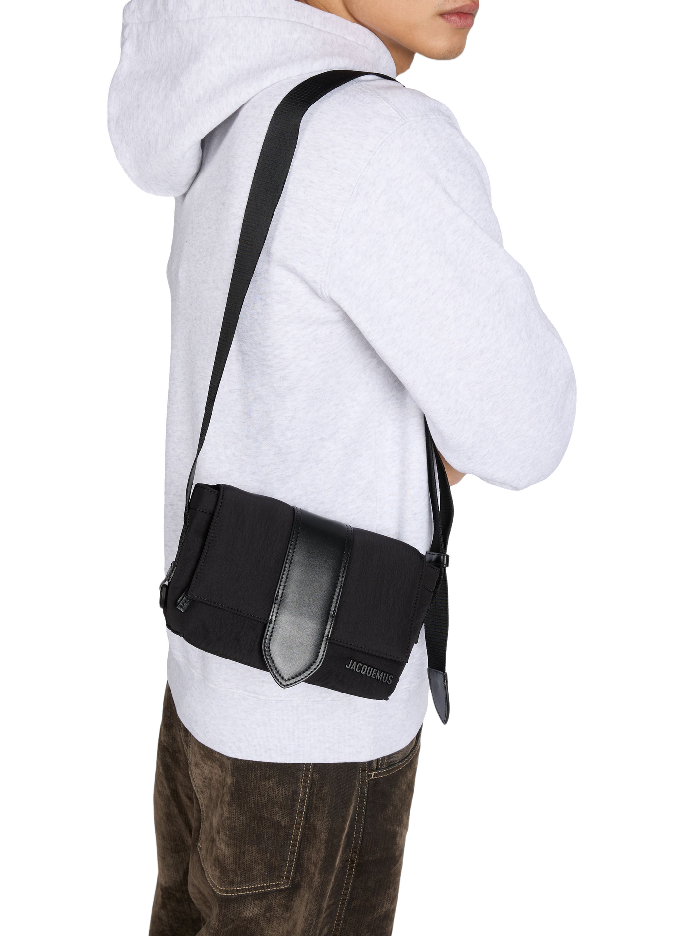 Sac à bandoulière Le Petit Messenger en coton JACQUEMUS Noir