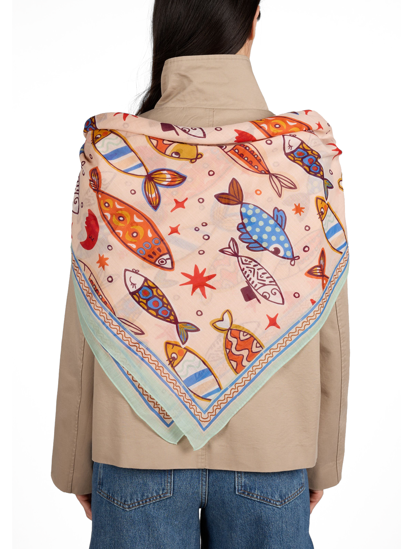 Square Moonfish Cotton Shawl AU PRINTEMPS PARIS Multicolour