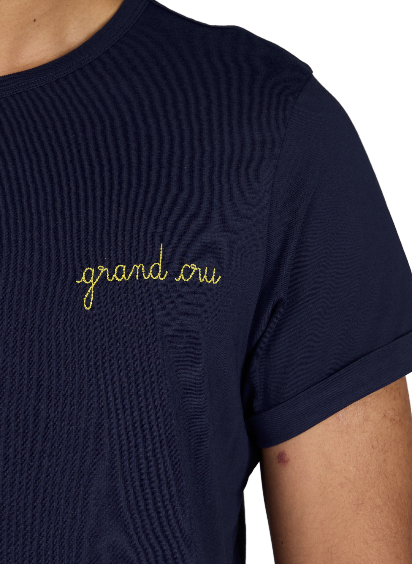 Embroidered Grand Cru Organic Cotton T-shirt MAISON LABICHE Blue