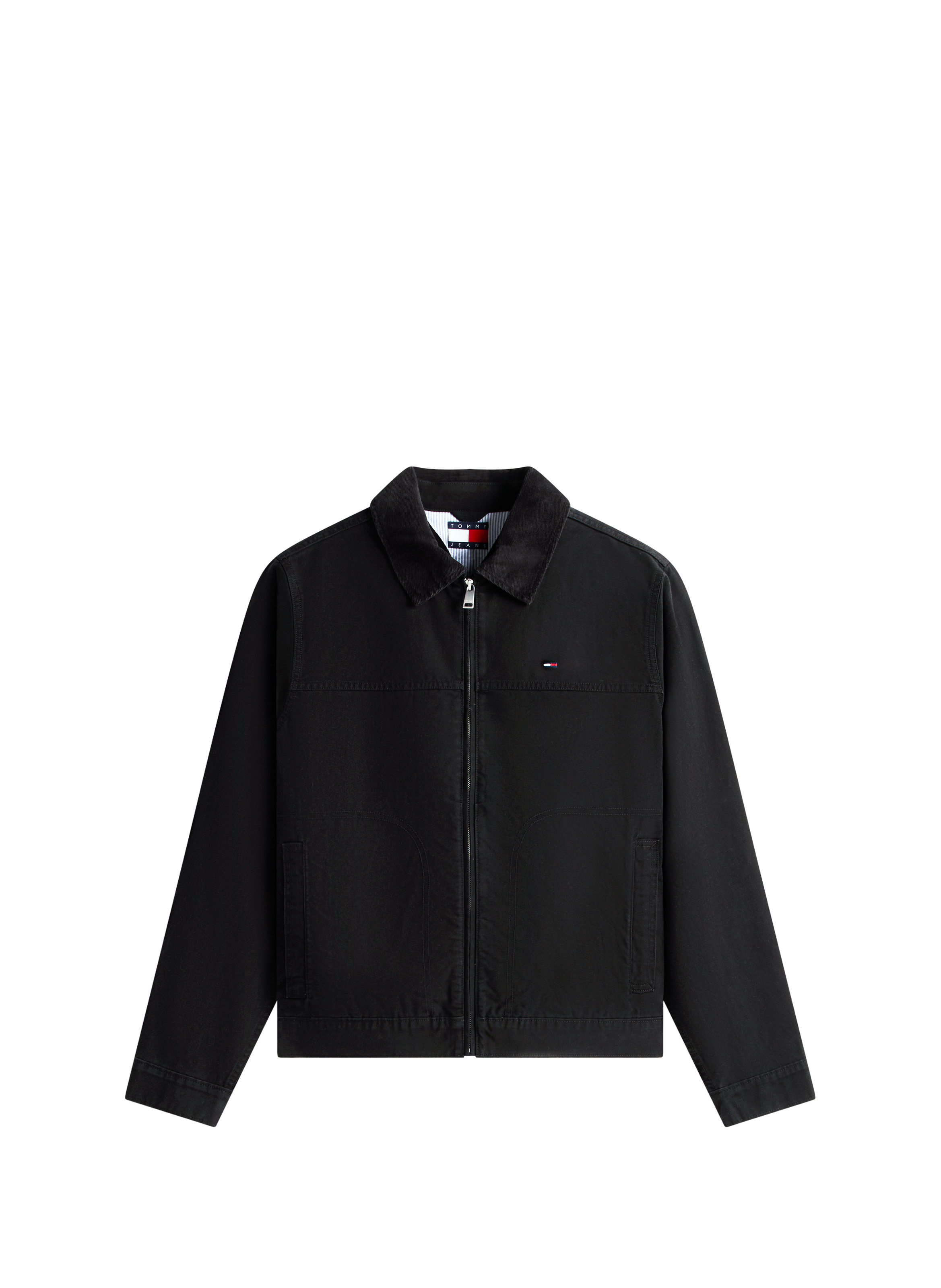 Straight jacket with contrast collar in organic cotton TOMMY HILFIGER Black