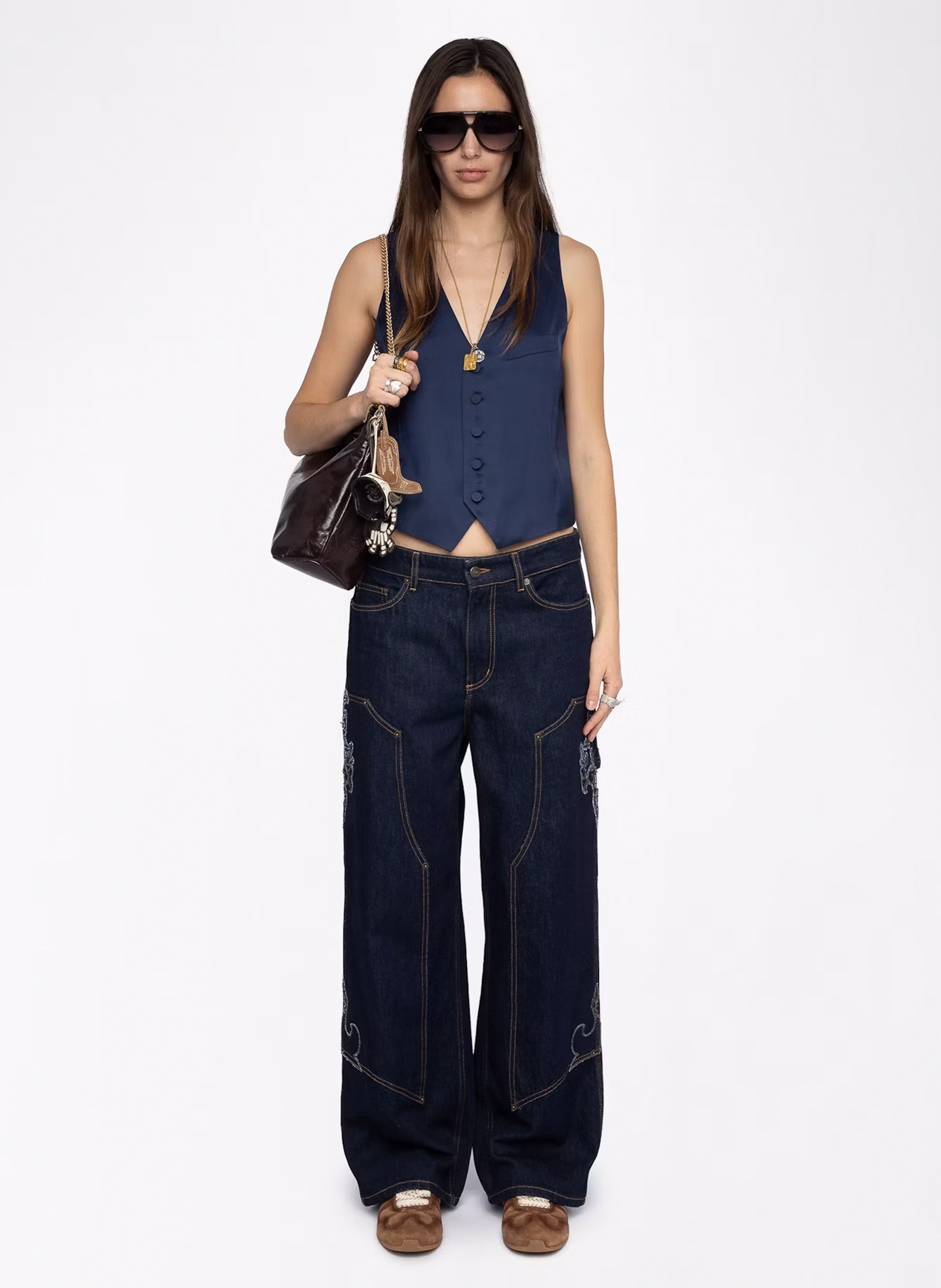 Gilet de costume col v en satin emaux ZADIG&VOLTAIRE Bleu