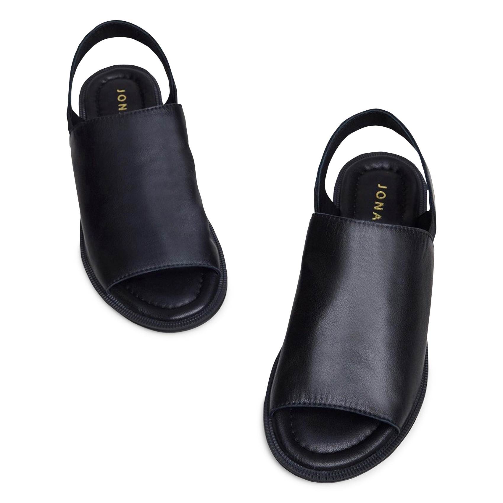 Sandales plates unies en cuir jess JONAK Noir