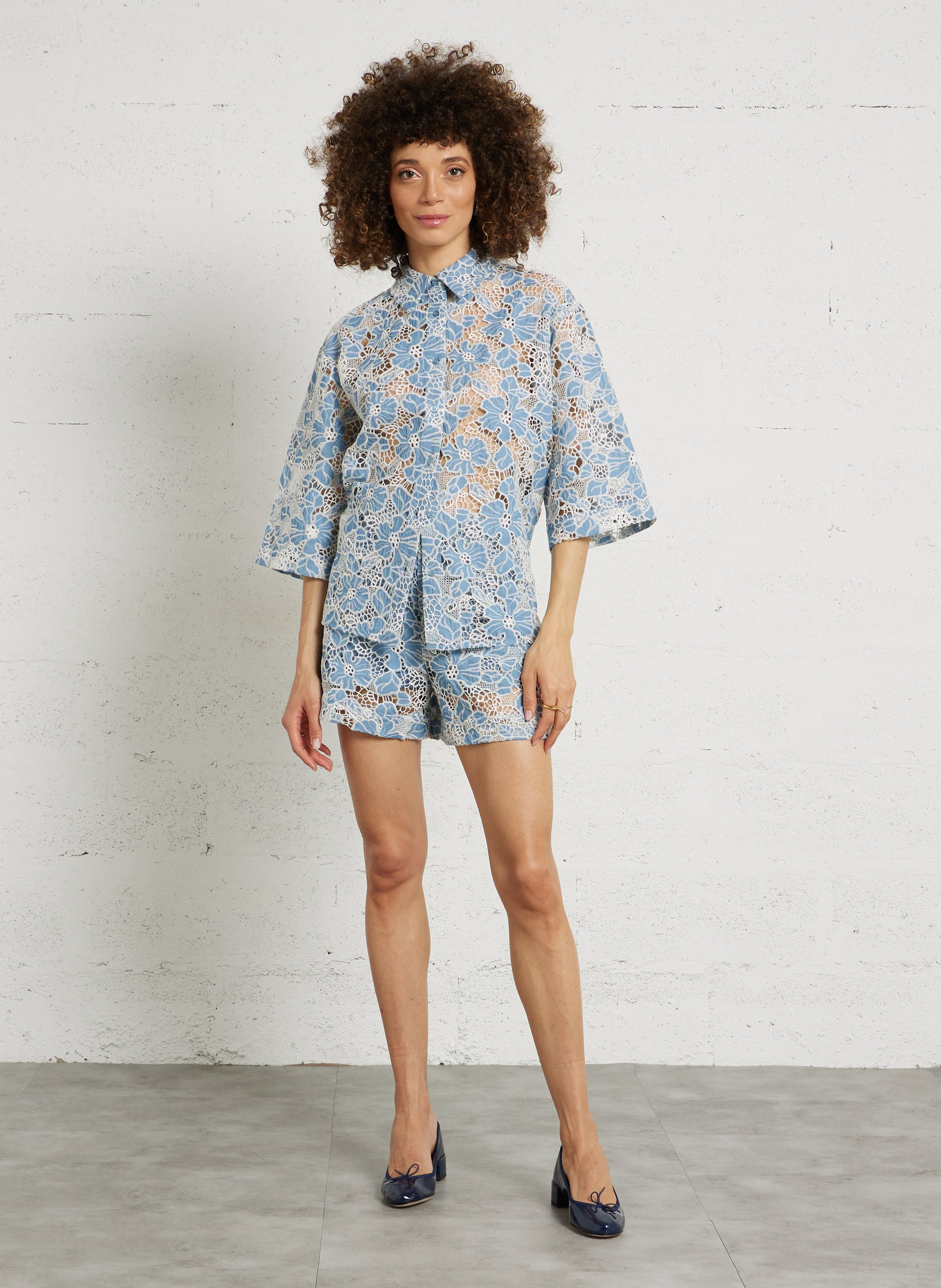 Ballerines en cuir vernis camille REPETTO Bleu