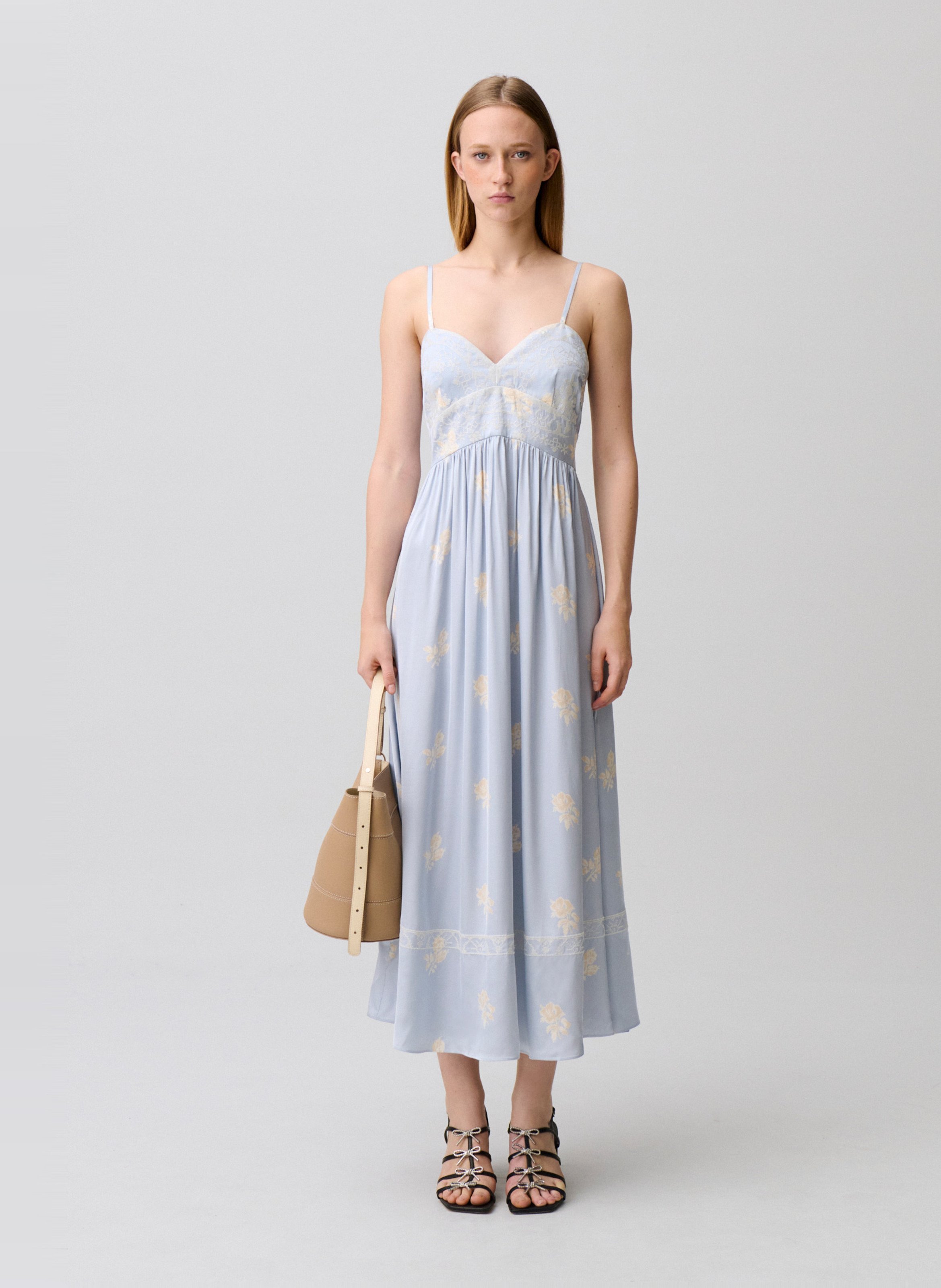 Robe longue col v brodée CLAUDIE PIERLOT Multicolore