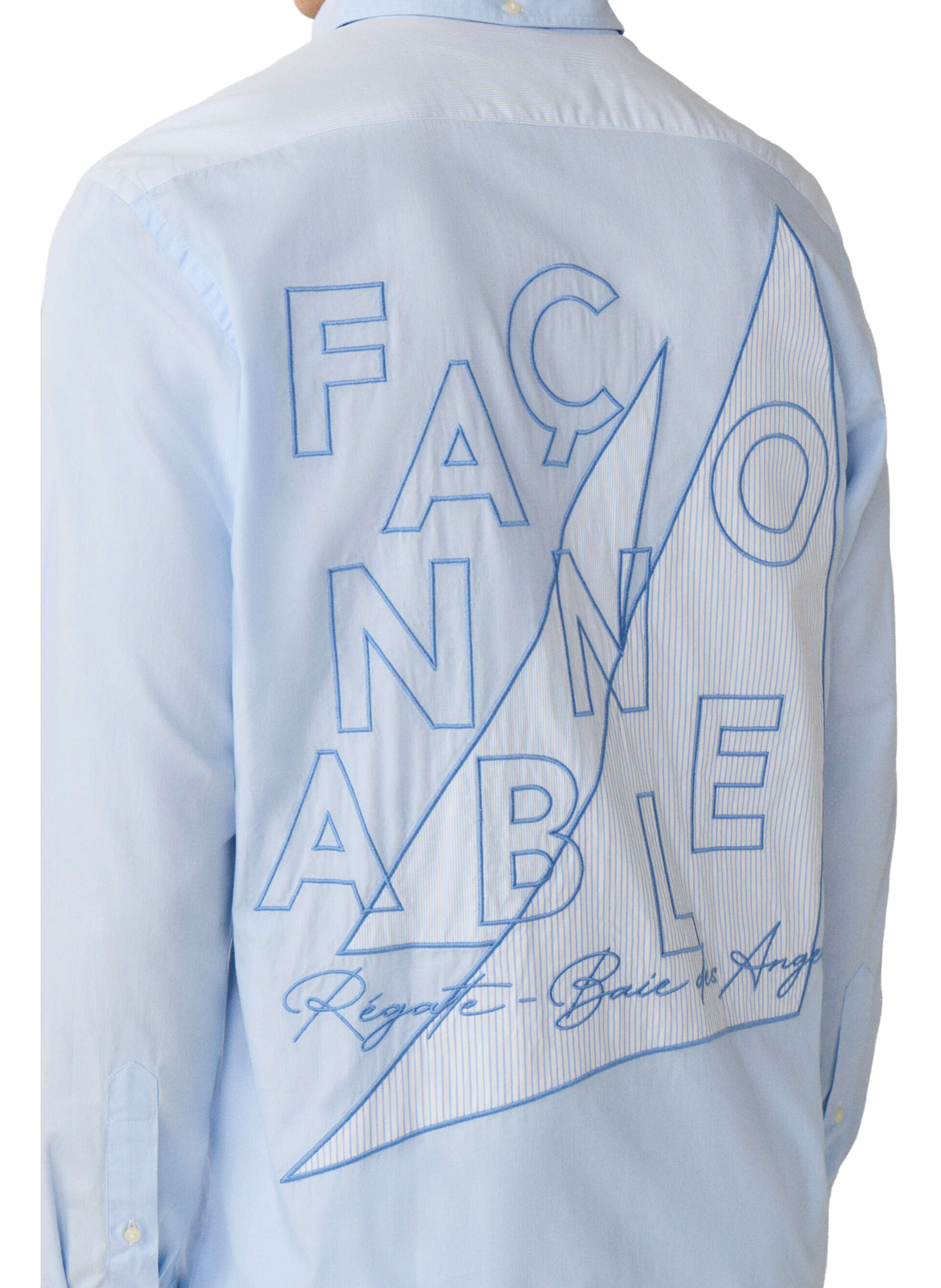 Shirt with embroidered brand logo on the back in cotton FACONNABLE Blue