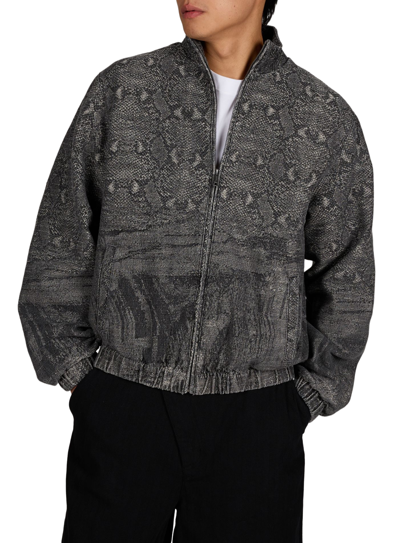 Oversized high-neck cotton blend printed jacket DAILY PAPER Blue