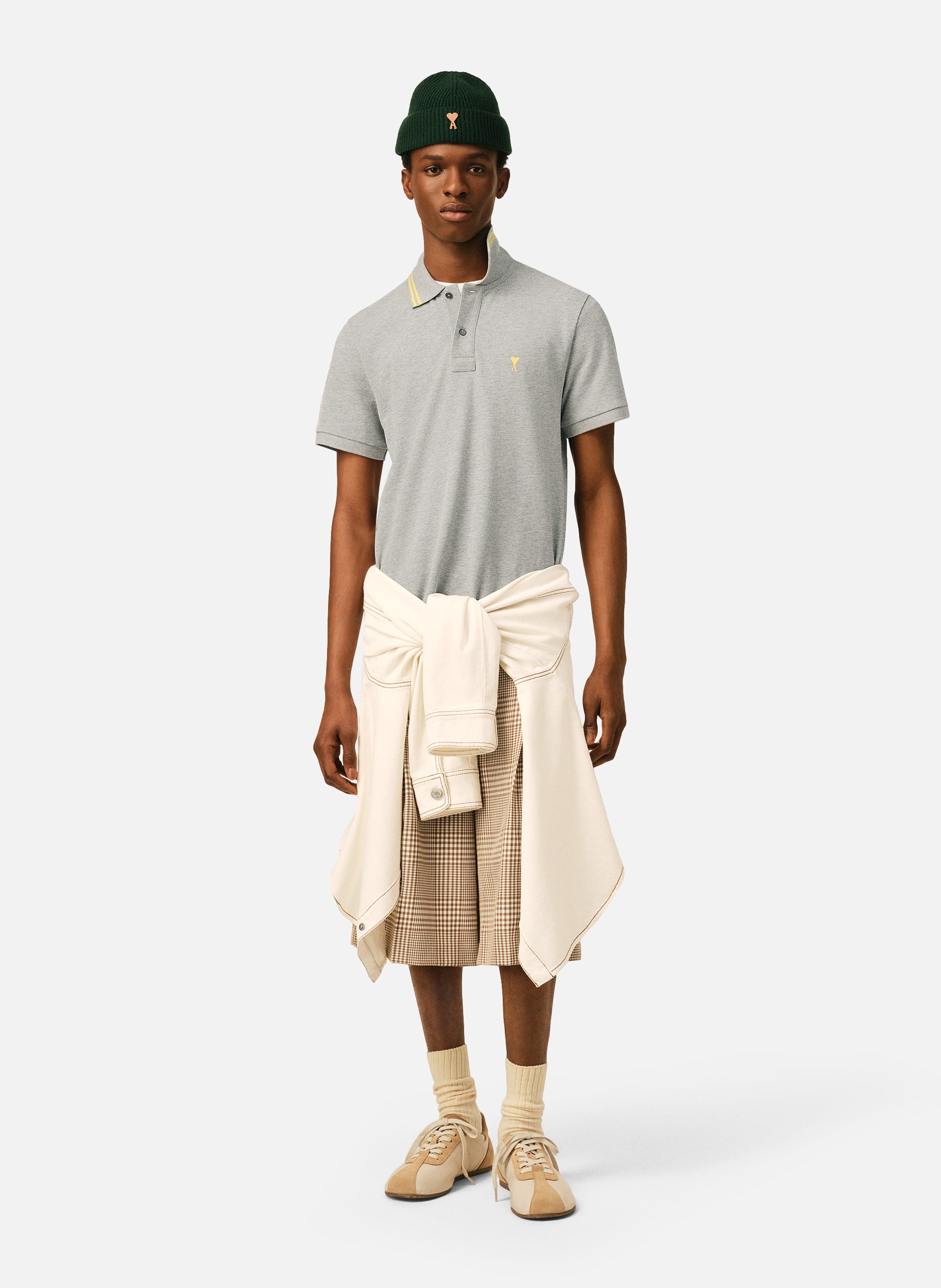 Polo ami de coeur en coton AMI PARIS Gris