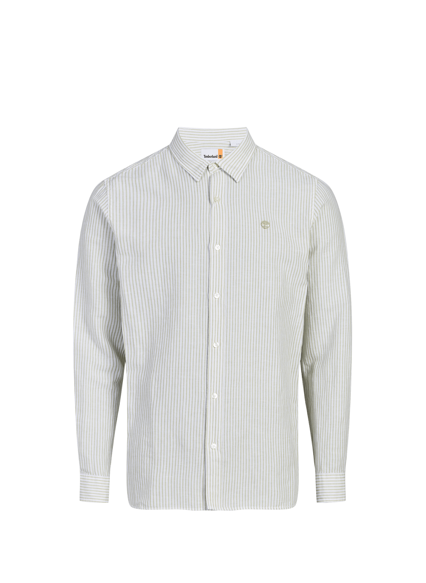 Chemise rayée droite en coton et lin TIMBERLAND Vert