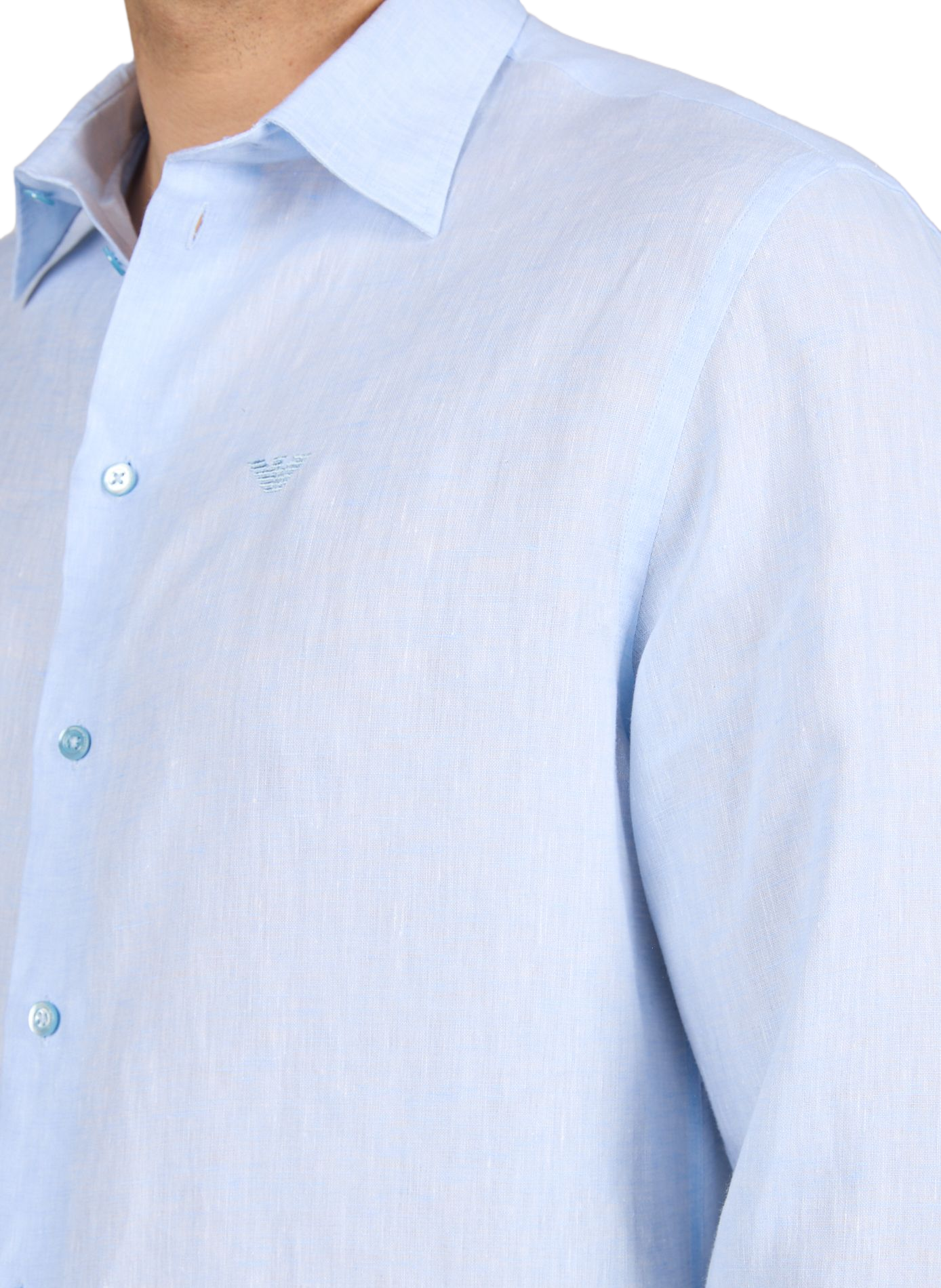 Gerader Leinenhemd EMPORIO ARMANI Blau
