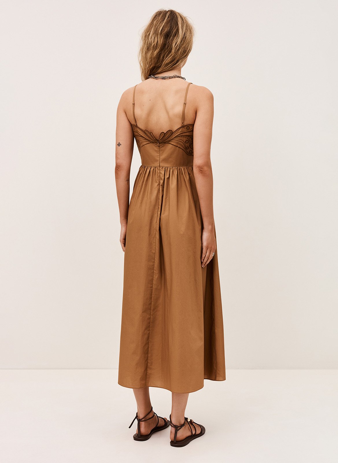 Robe longue bustier en coton romi Marron