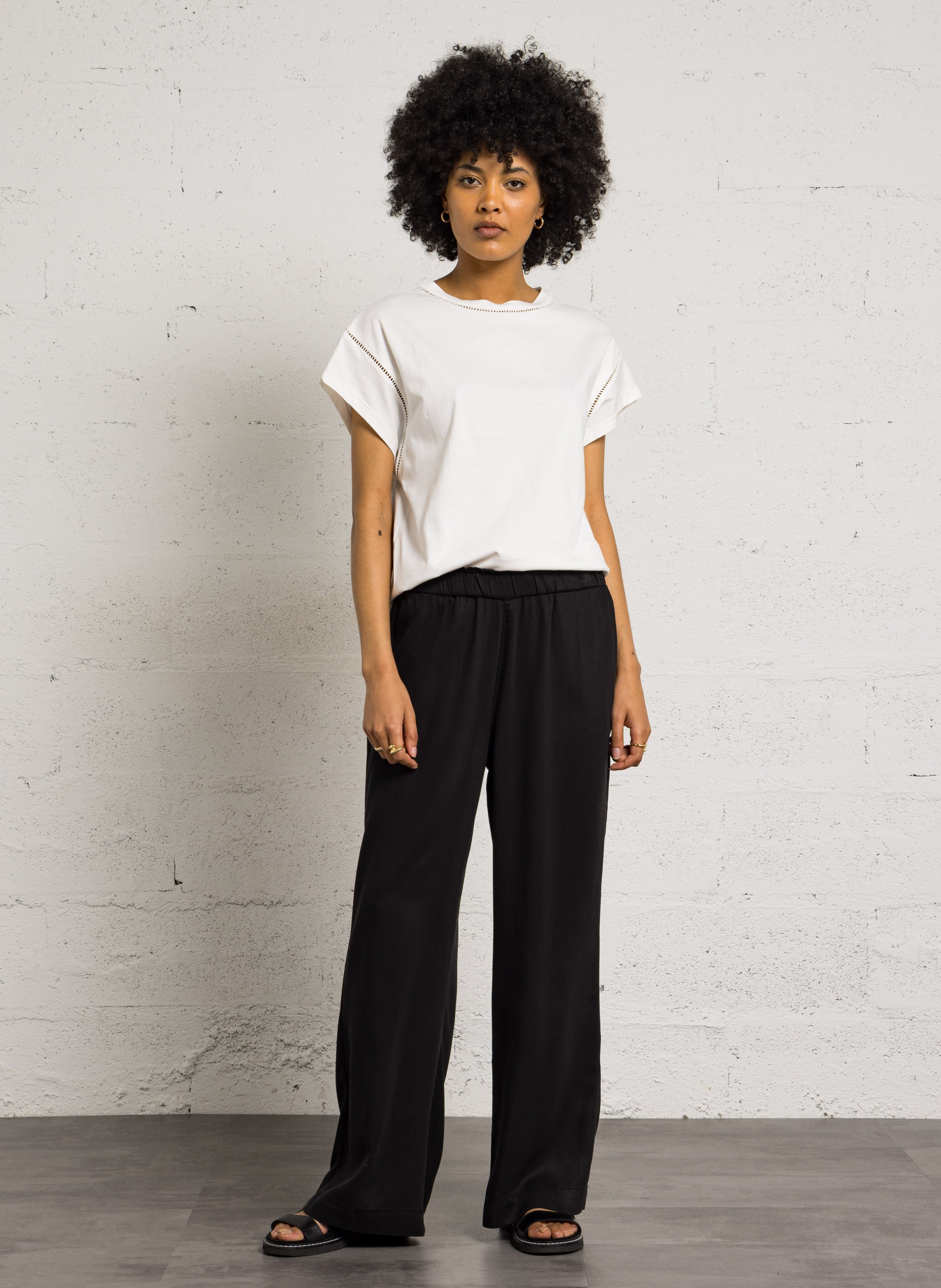 Tee-shirt col rond en coton louise Blanc
