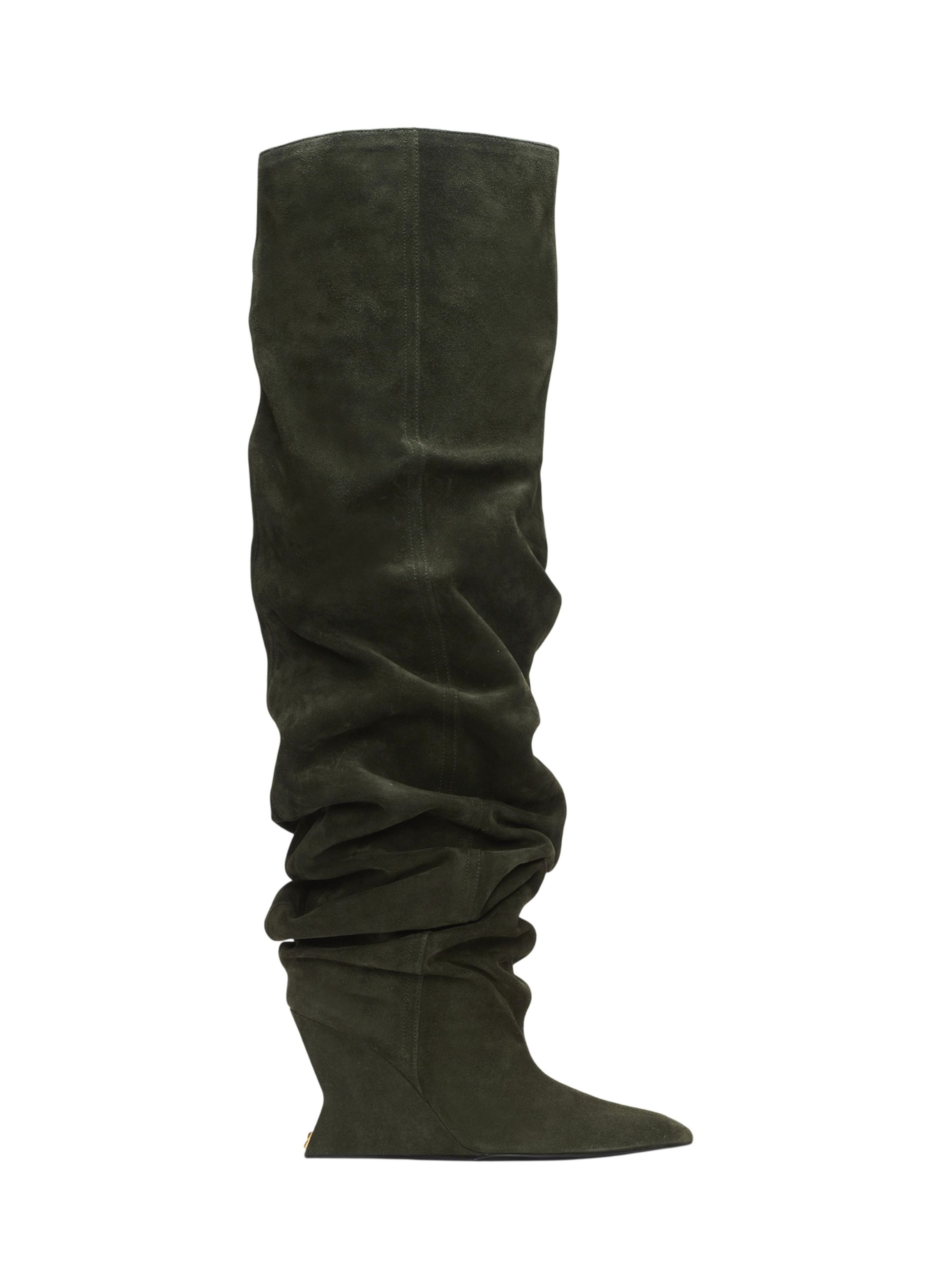 Cuissardes wedge en cuir suédé BALMAIN Vert