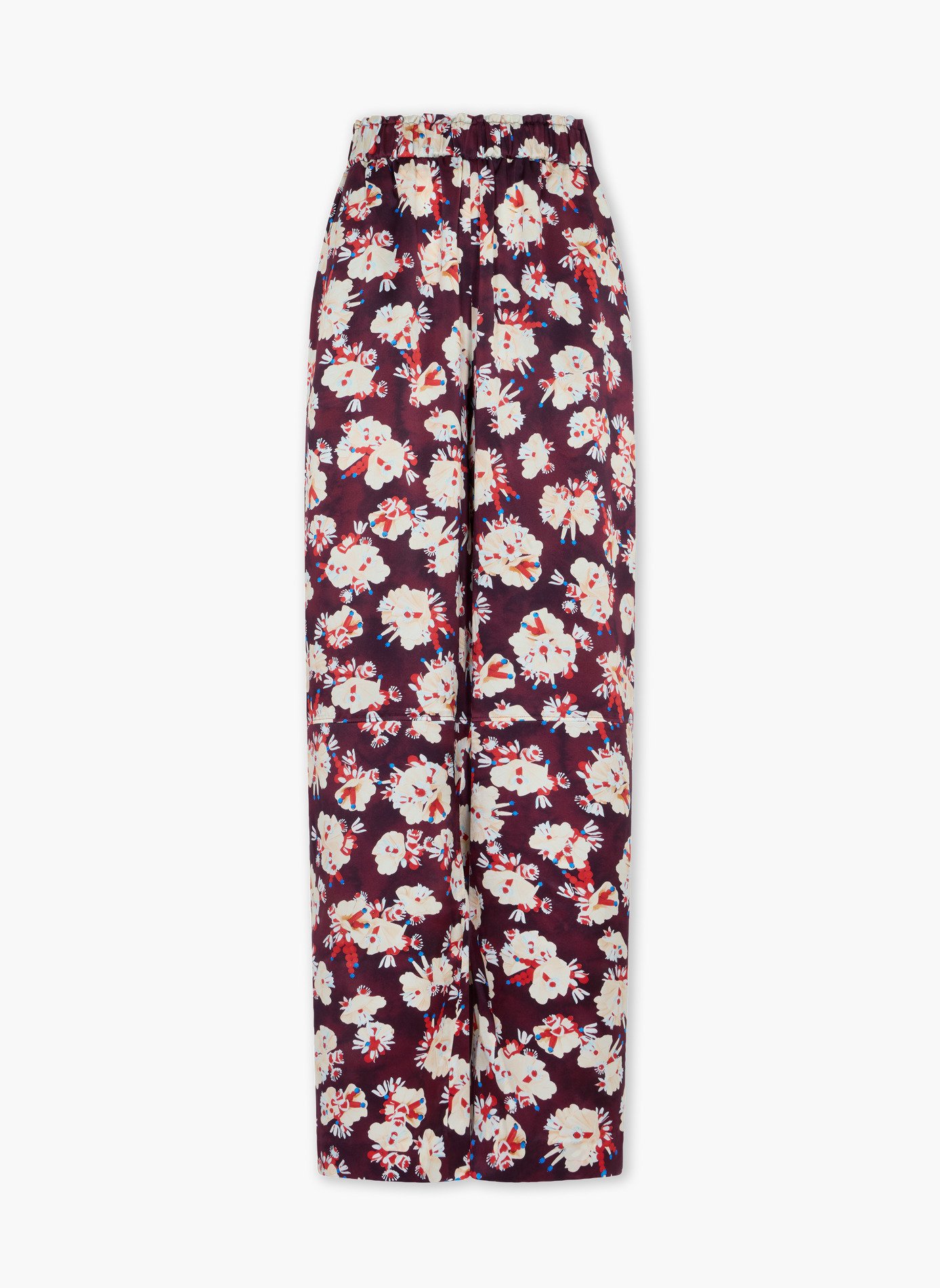 Pantalon droit à motif floral en satin de soie RABANNE Violet