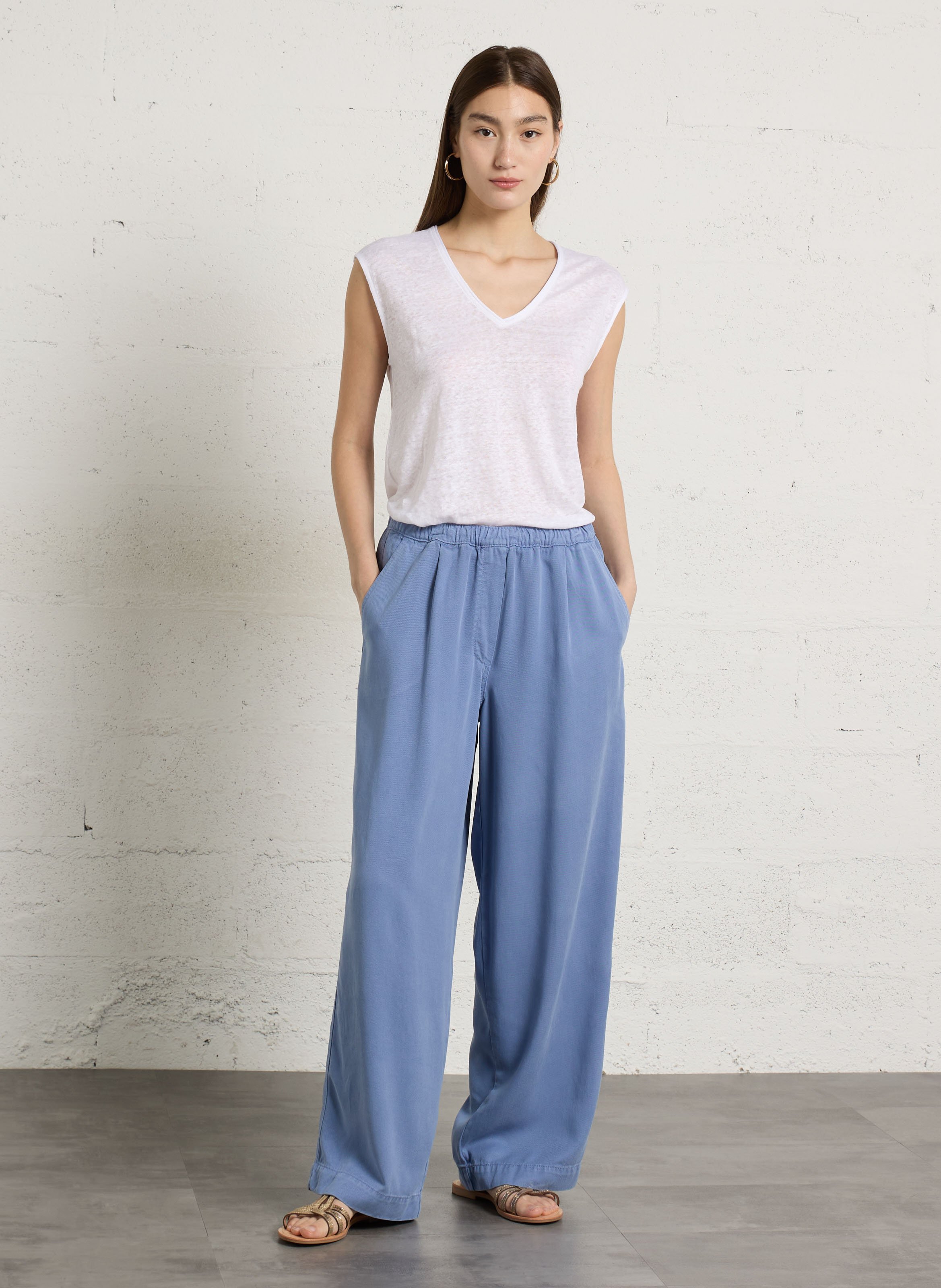 Pantalon large uni japtown AMERICAN VINTAGE Bleu