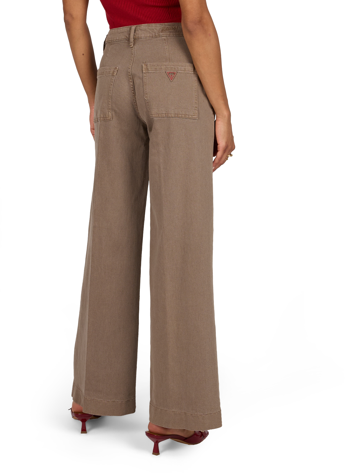 Wide leg straight jeans GUESS Brown