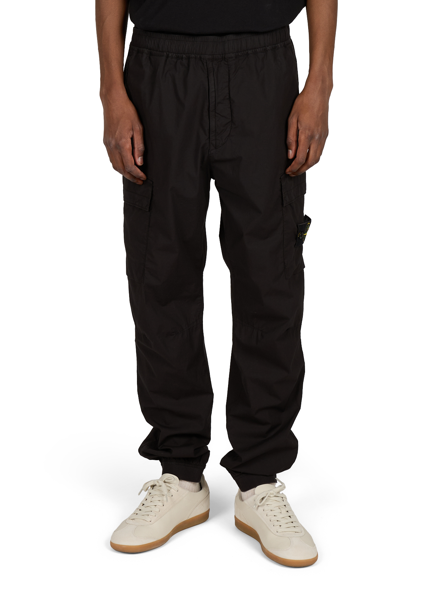 Cargo pants with elastic waist and ankles in a cotton blend STONE ISLAND Black