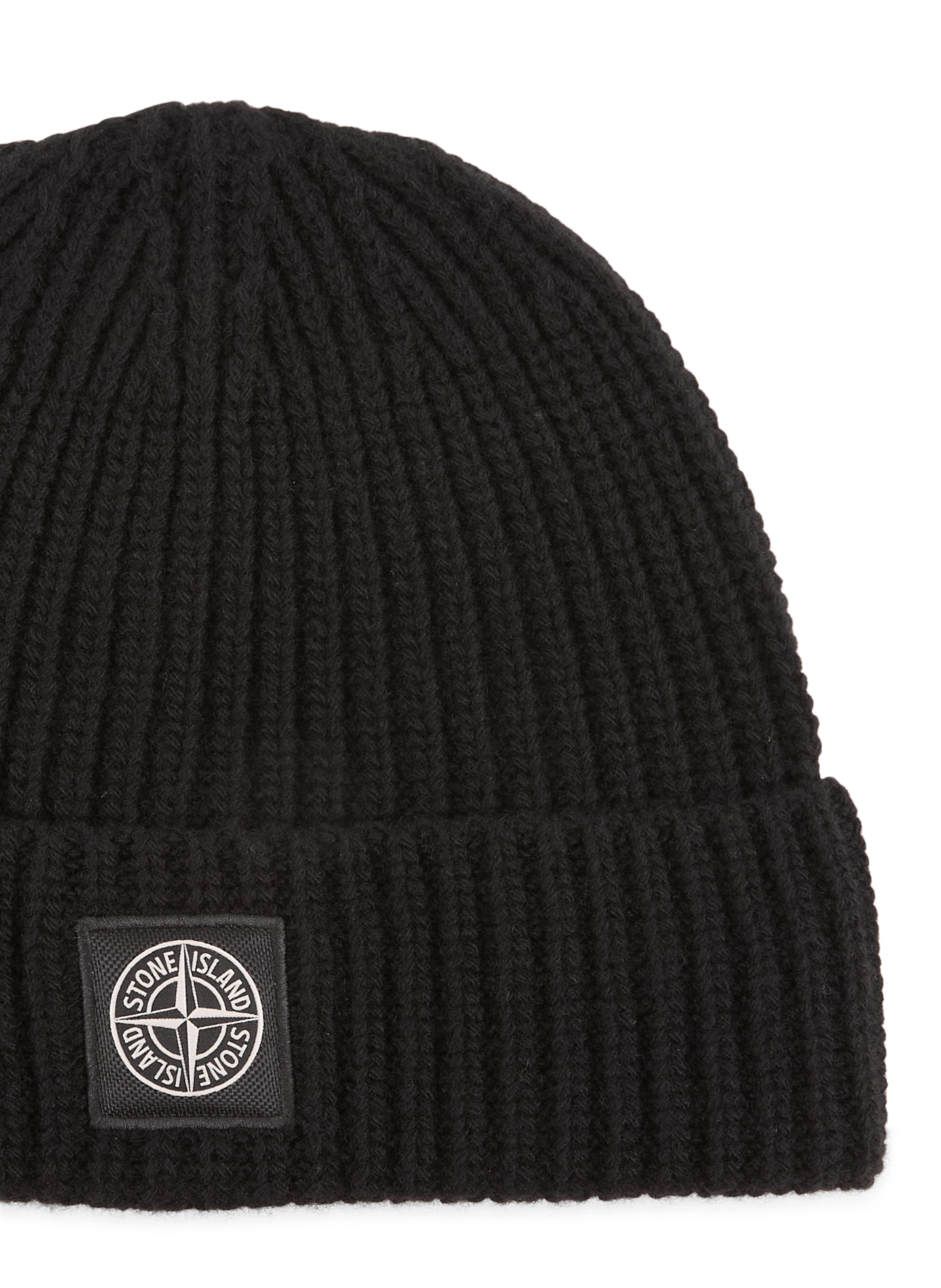 Bonnet en tricot en laine vierge STONE ISLAND Noir