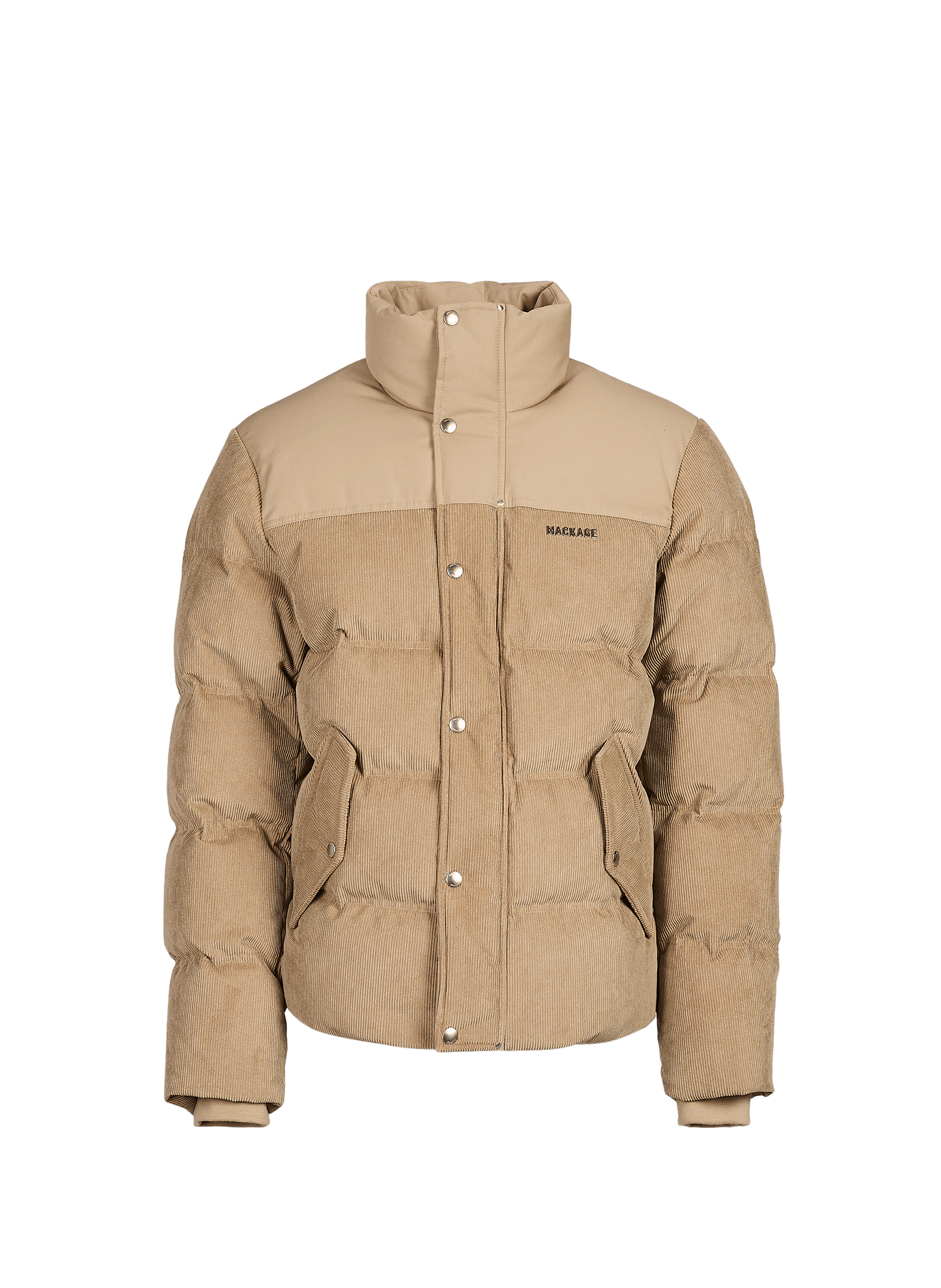 Everett-Cdy padded jacket with oversized fit, high collar, and two-tone design. MACKAGE Beige