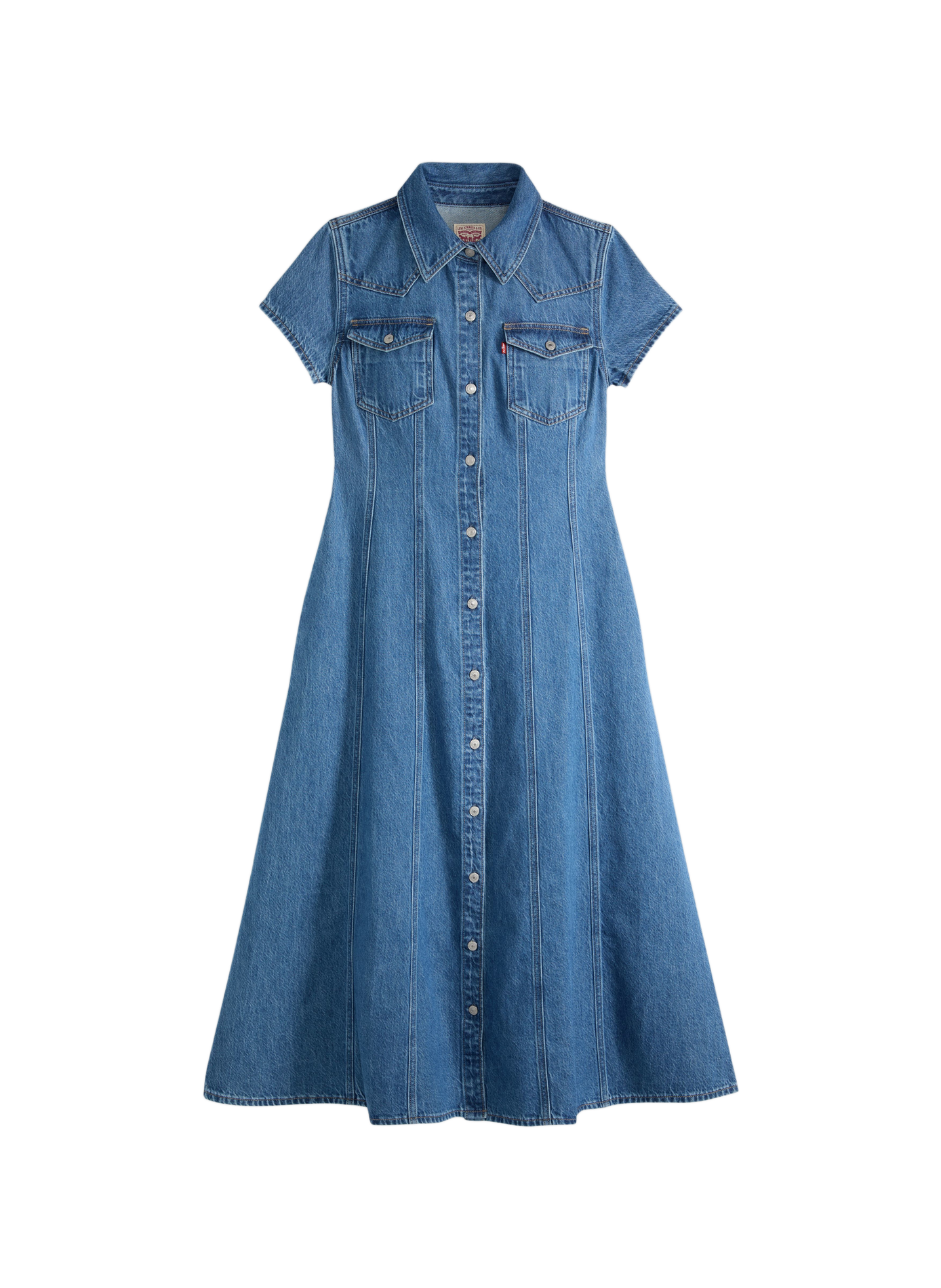 Midi-Jeanskleid aus Baumwolle mit klassischem Kragen LEVI'S Blau