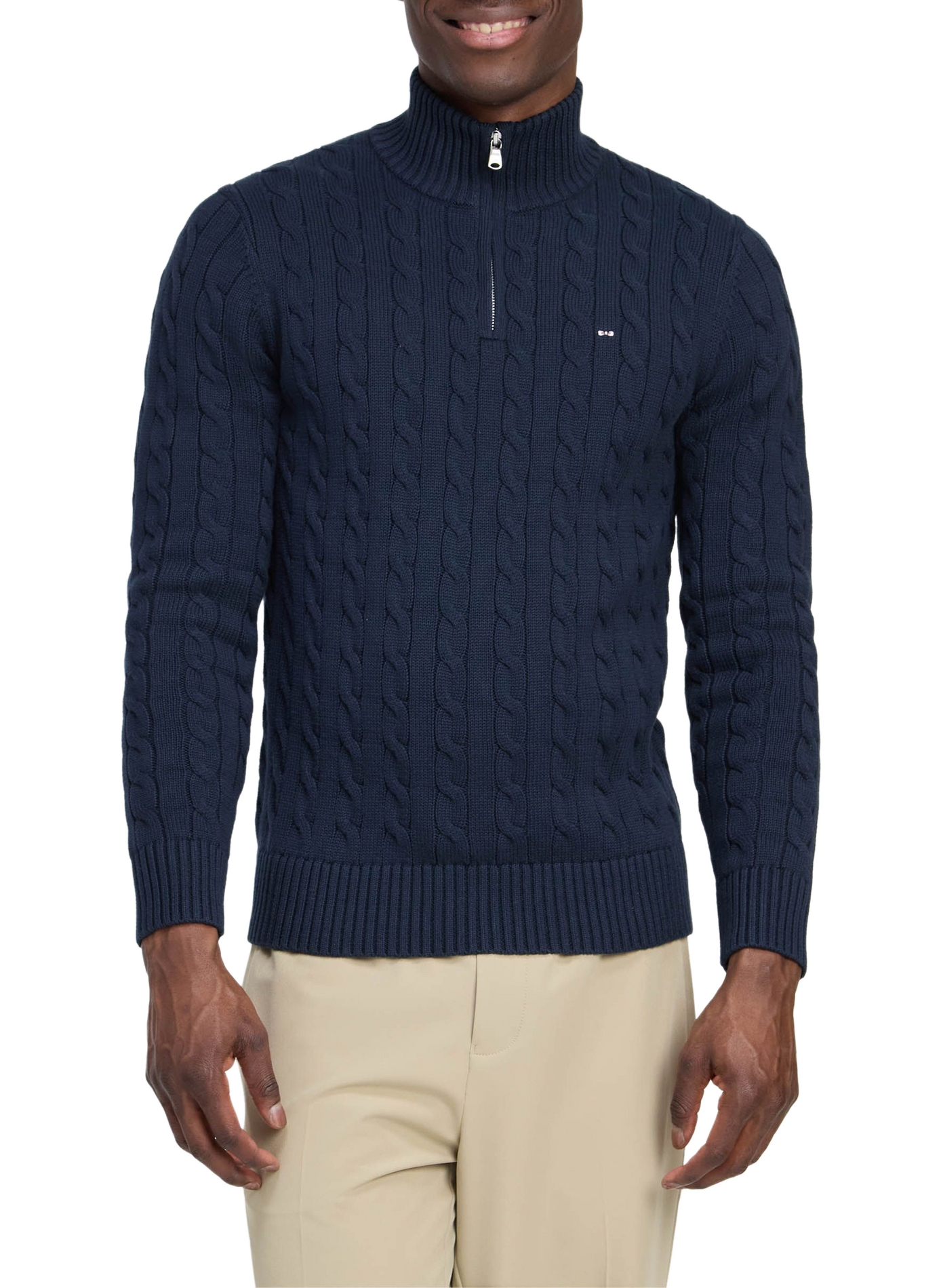 Pull col camionneur en coton EDEN PARK Blauw