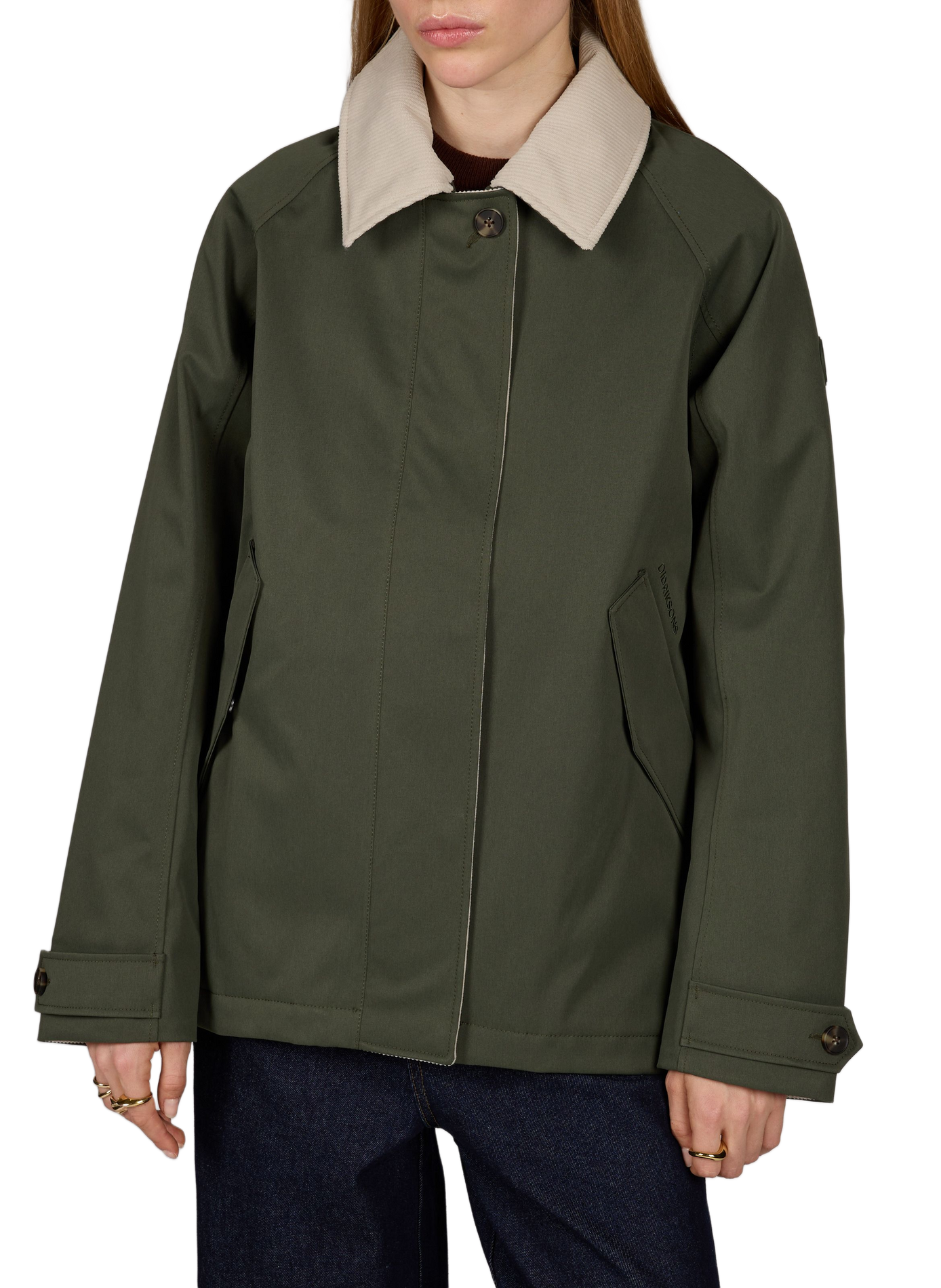 Kurze Lynn-Jacke mit geripptem Kragen DIDRIKSONS Khaki