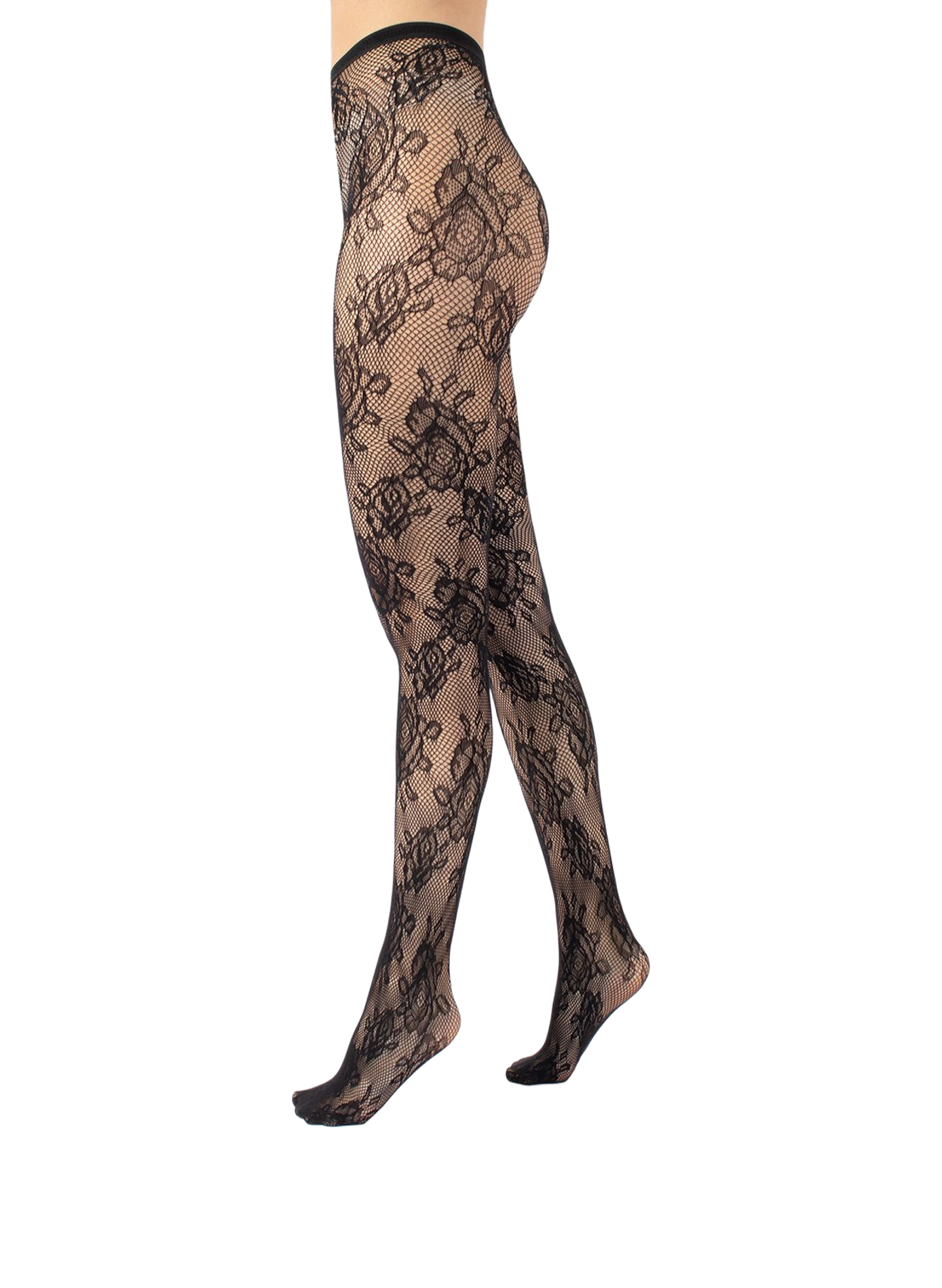 Collants à dentelle fleurie CETTE Black