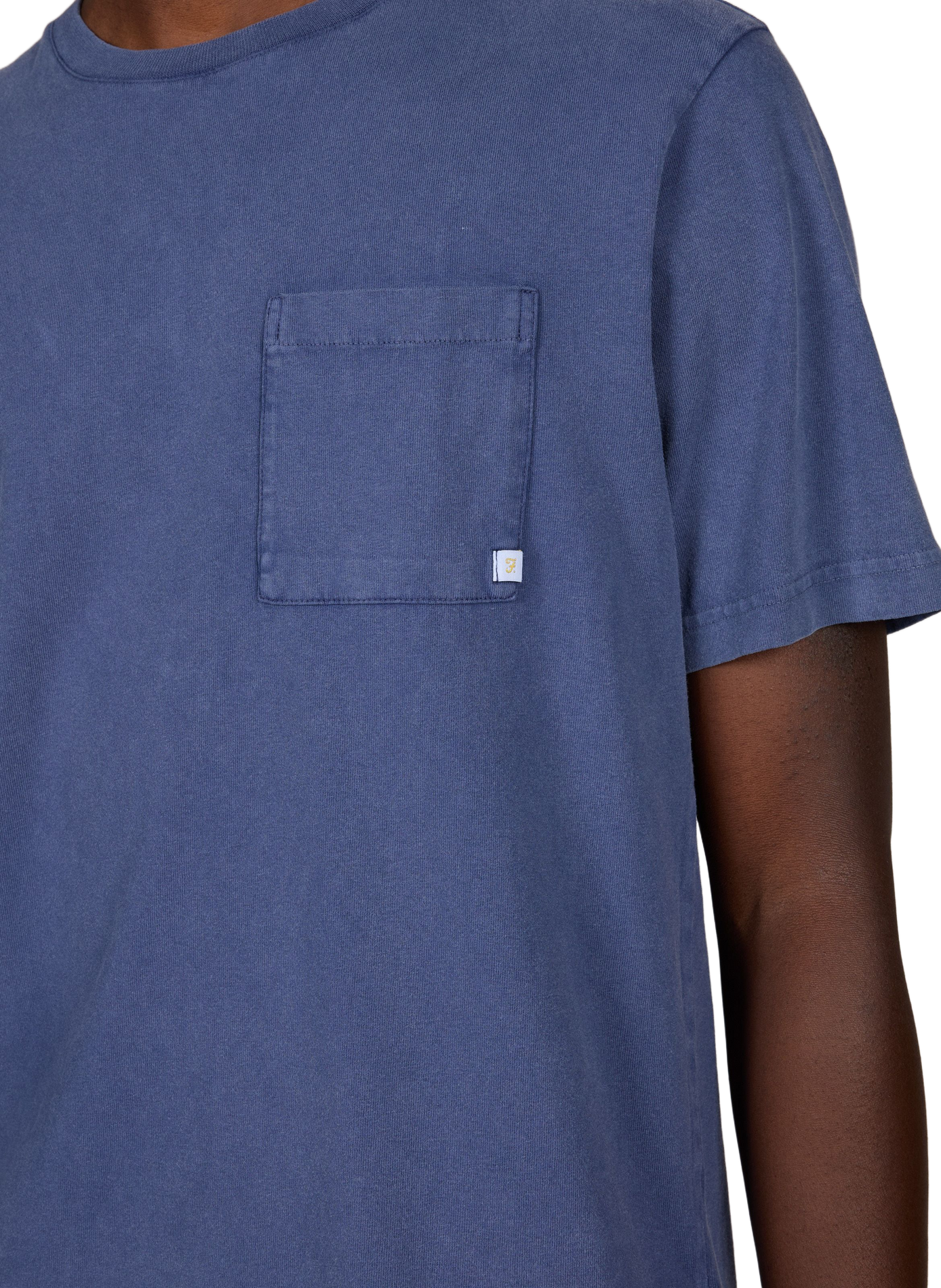 Straight T-shirt with embroidered logo in cotton FARAH Blue