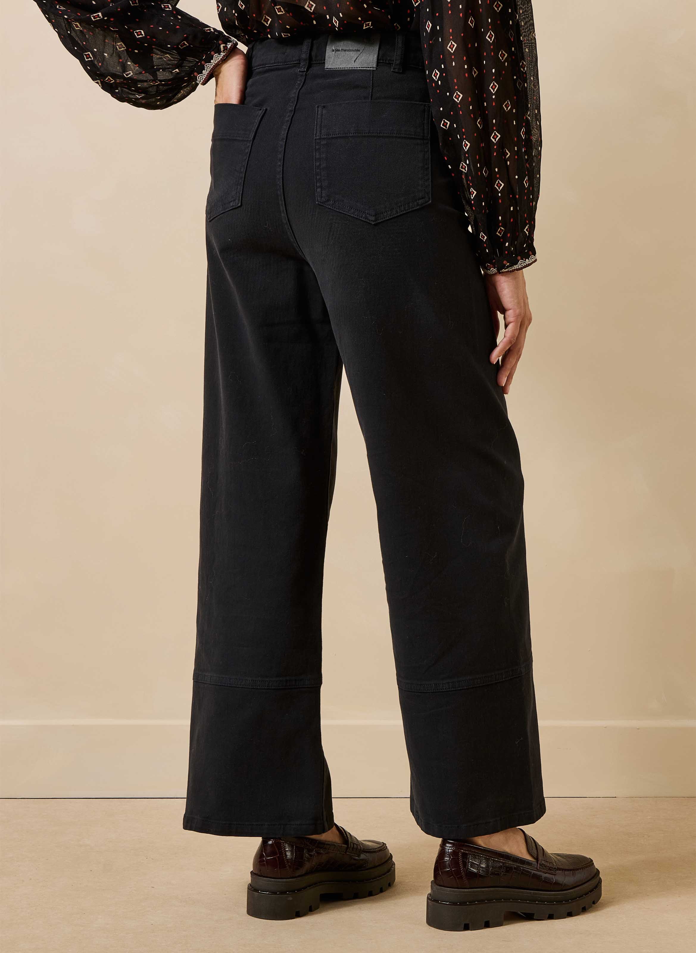 Rechte jeans met hoge taille van een biologisch katoenmengsel LA FEE MARABOUTEE Zwart