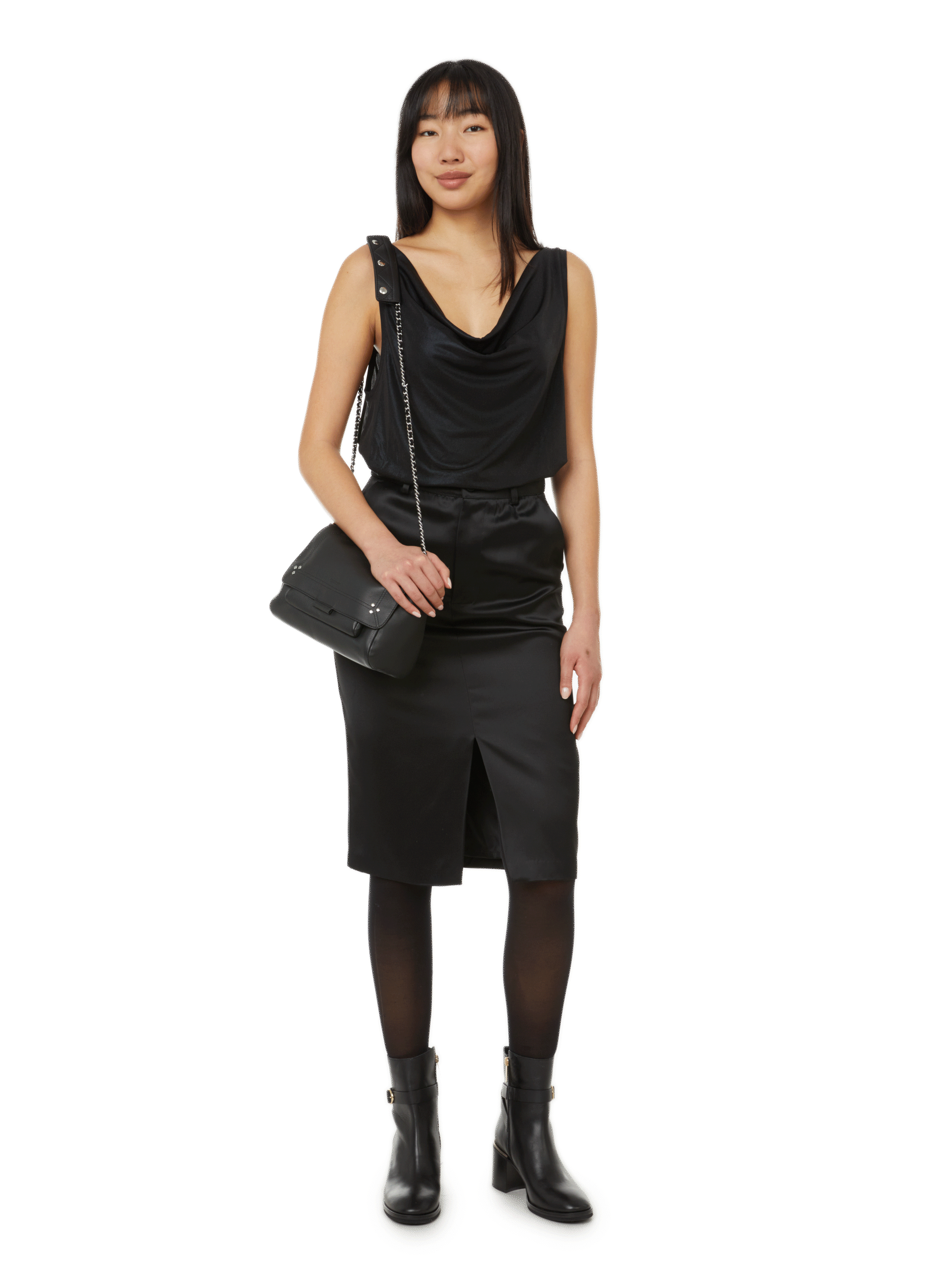 Satin pencil skirt SAISON 1865 Black