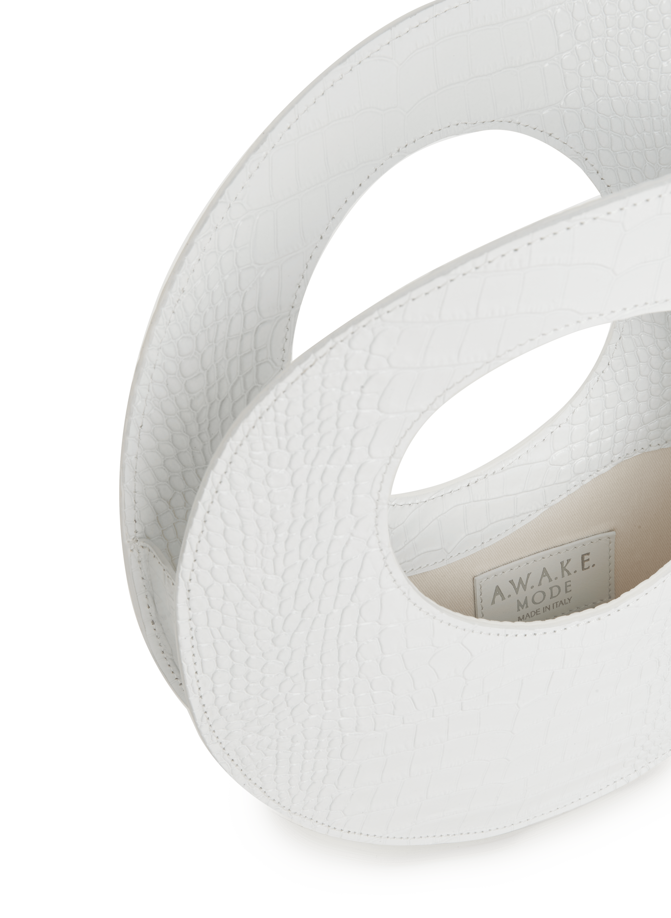 Round leather handbag A.W.A.K.E. MODE White