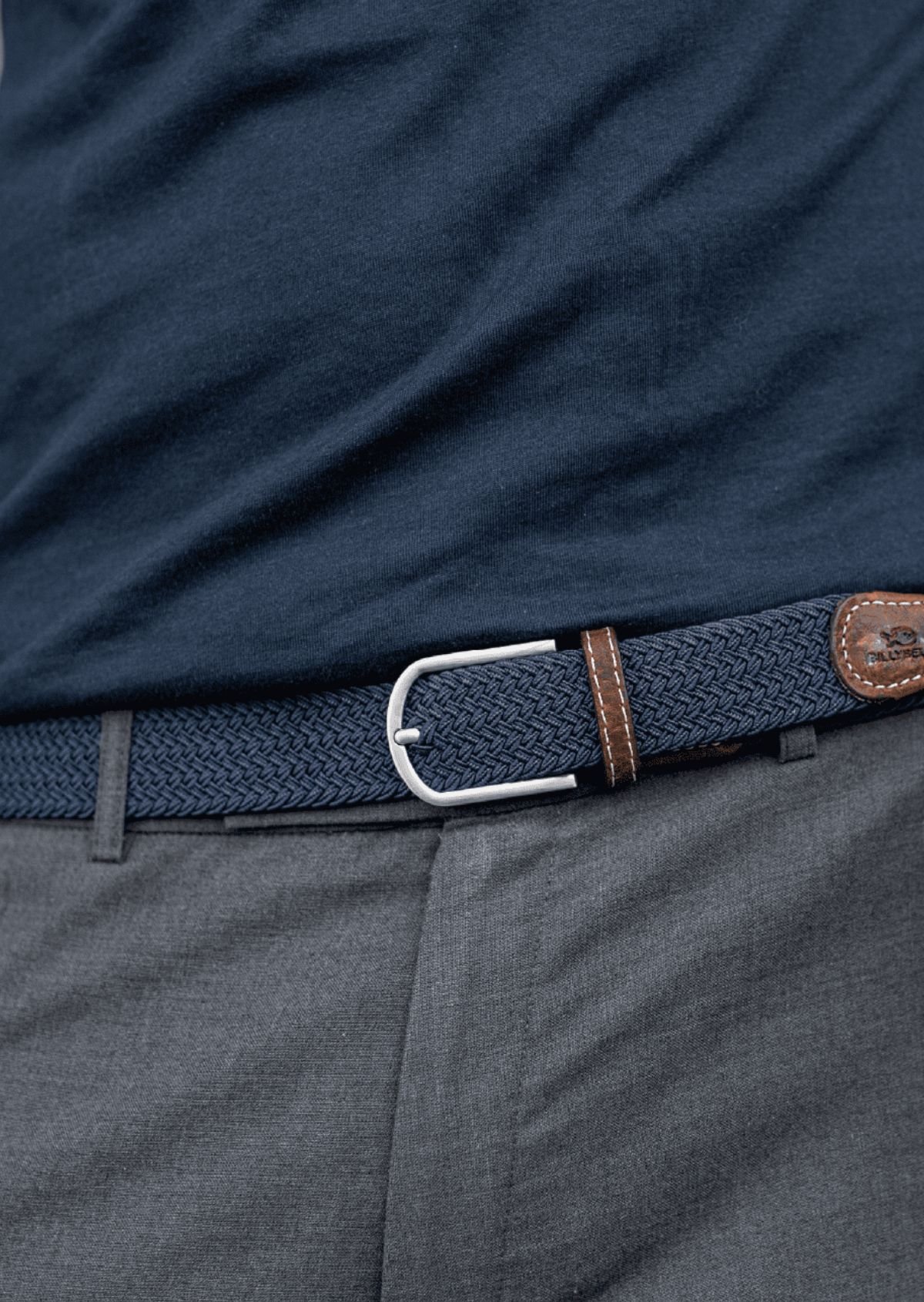 Ceinture tressée élastique unie BILLYBELT Bleu