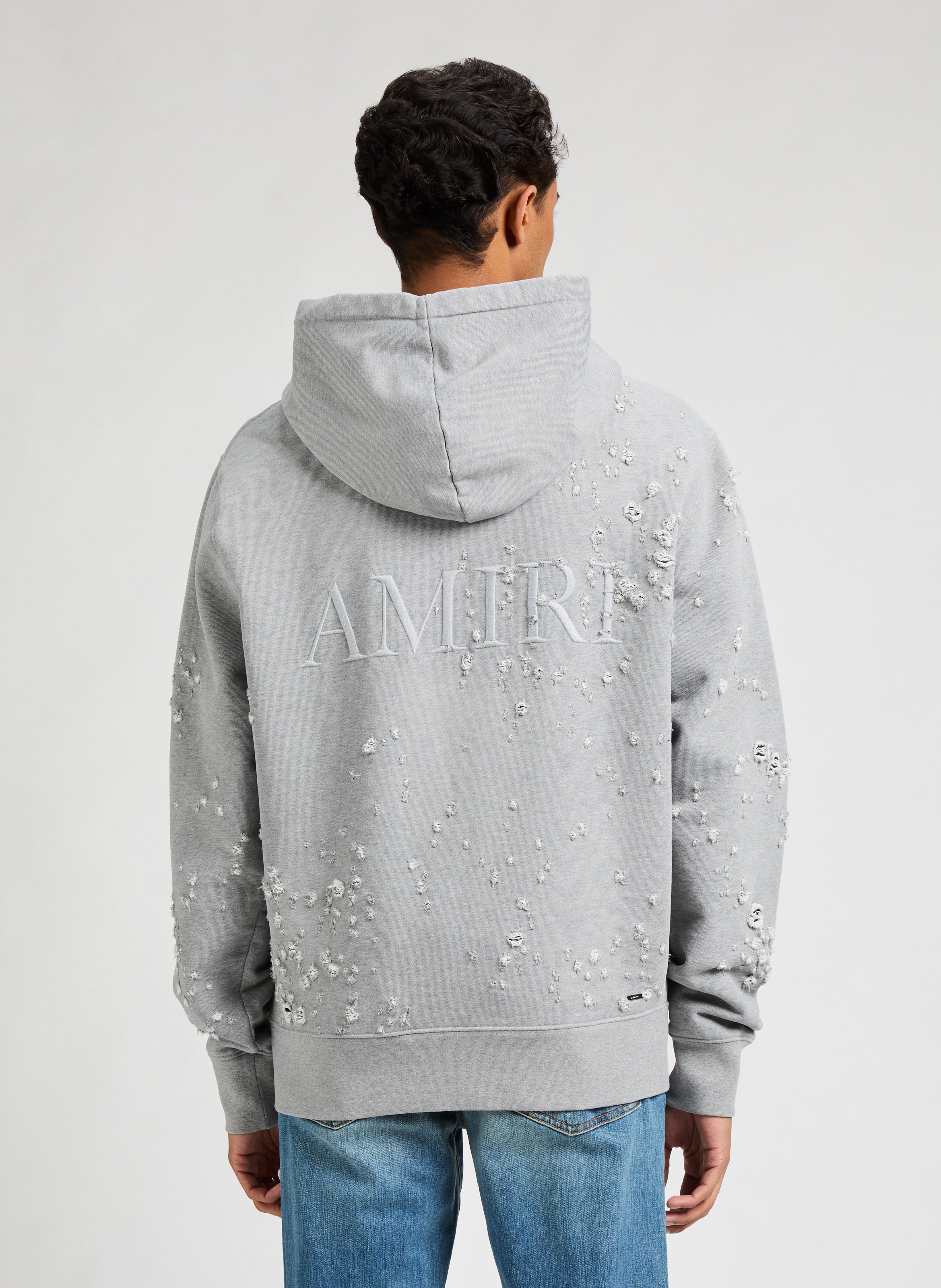 Ripped cotton hoodie AMIRI Grey