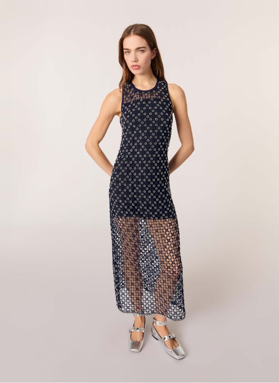 Robe longue en crochet Bleu by MAJE MAJE Robe longue en crochet Bleu