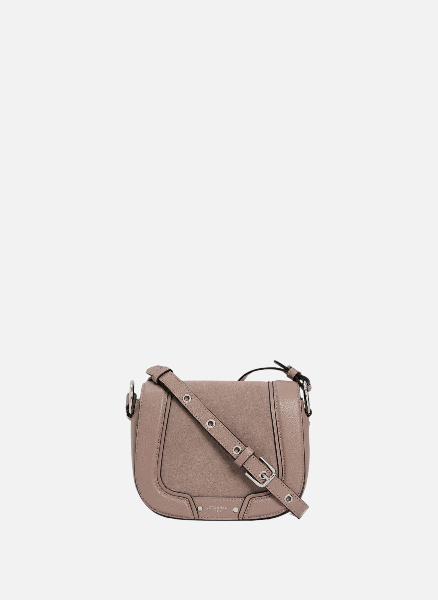 Petit sac à bandoulière Ella en cuir grainé et nubuck LE TANNEUR Gris