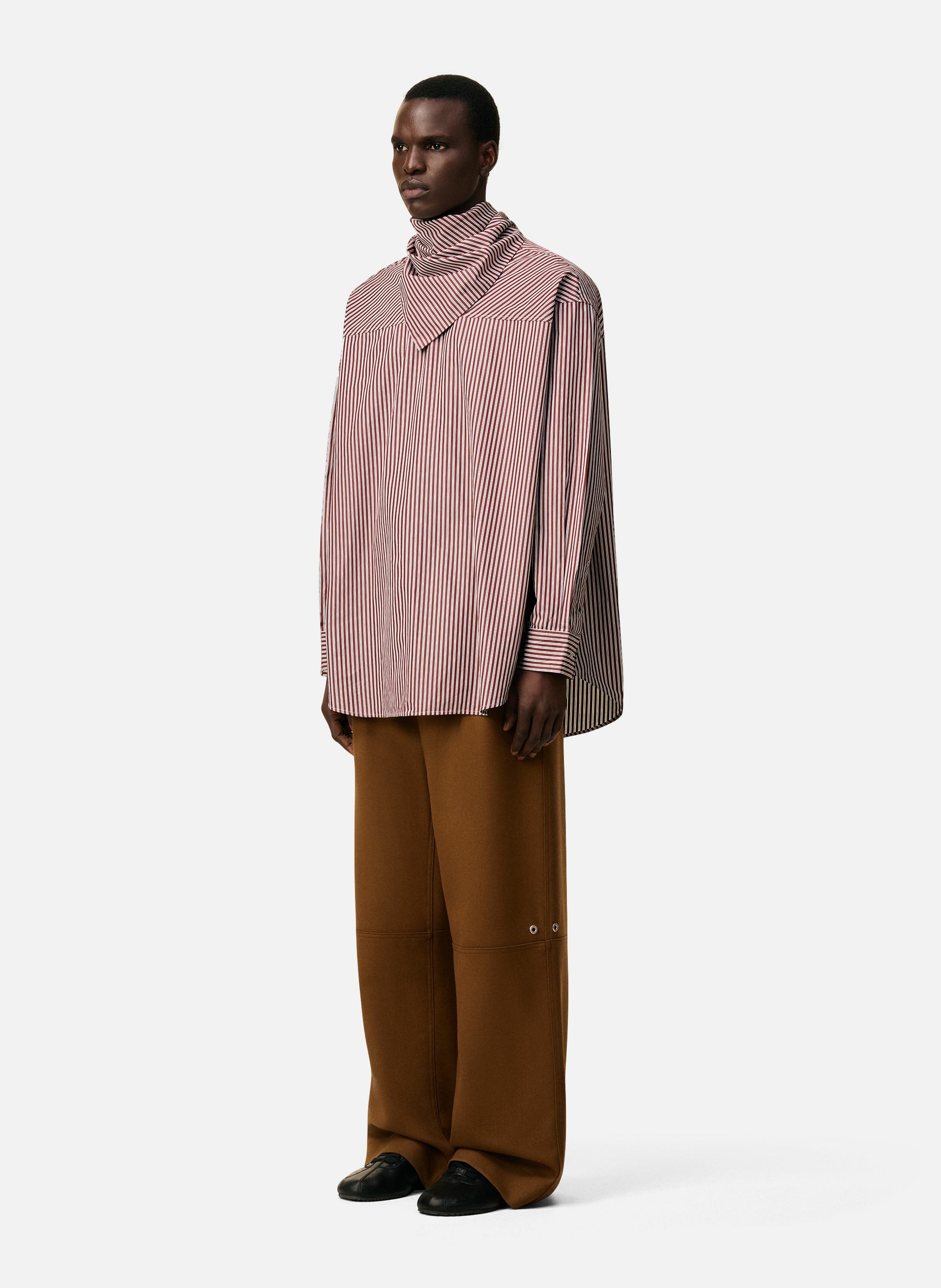 Blouse rayée col bandana manches longues en coton unisexe AMI PARIS Rouge