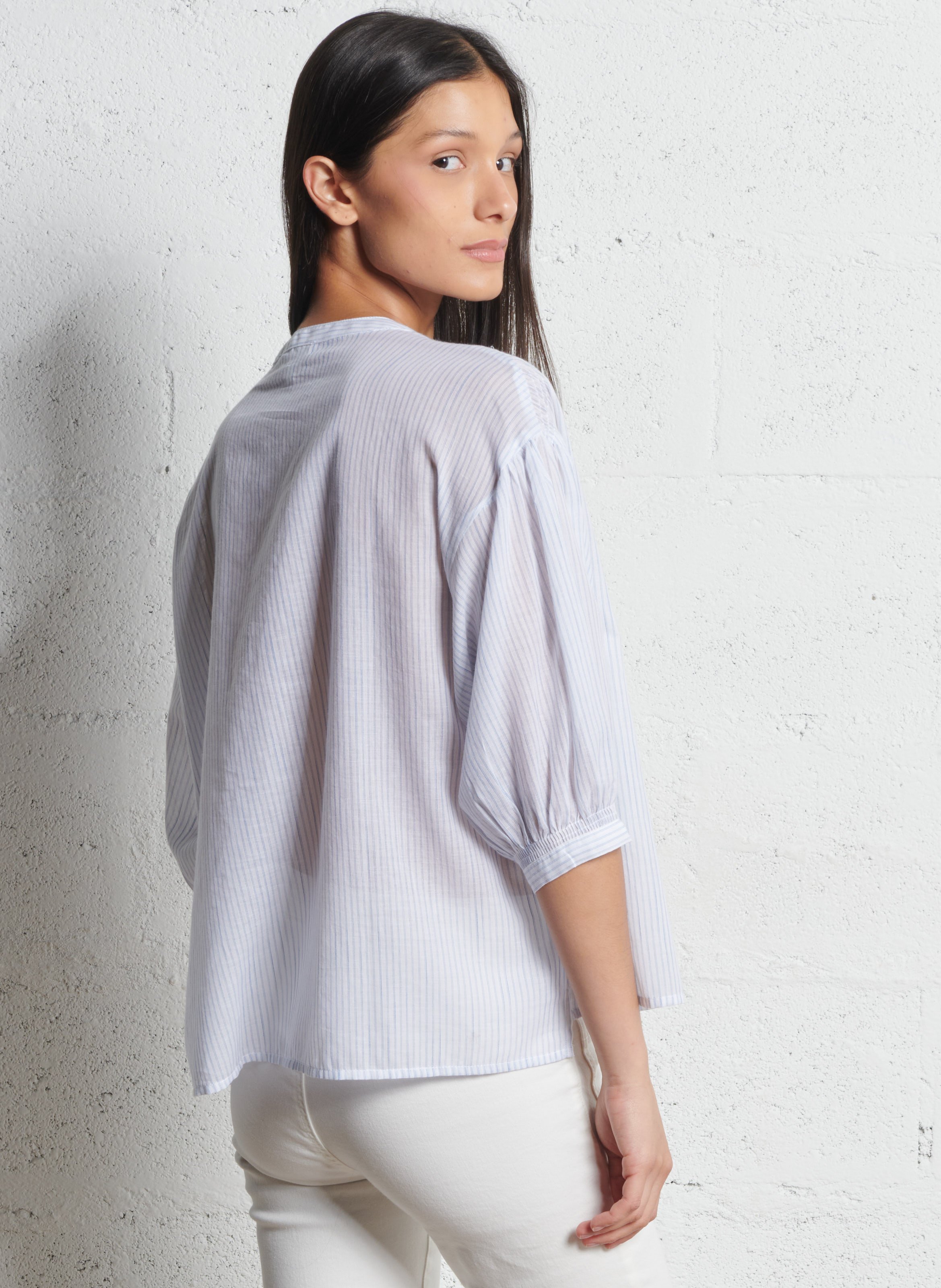 Chemise col rond en coton bliss MAISON 123 Bleu