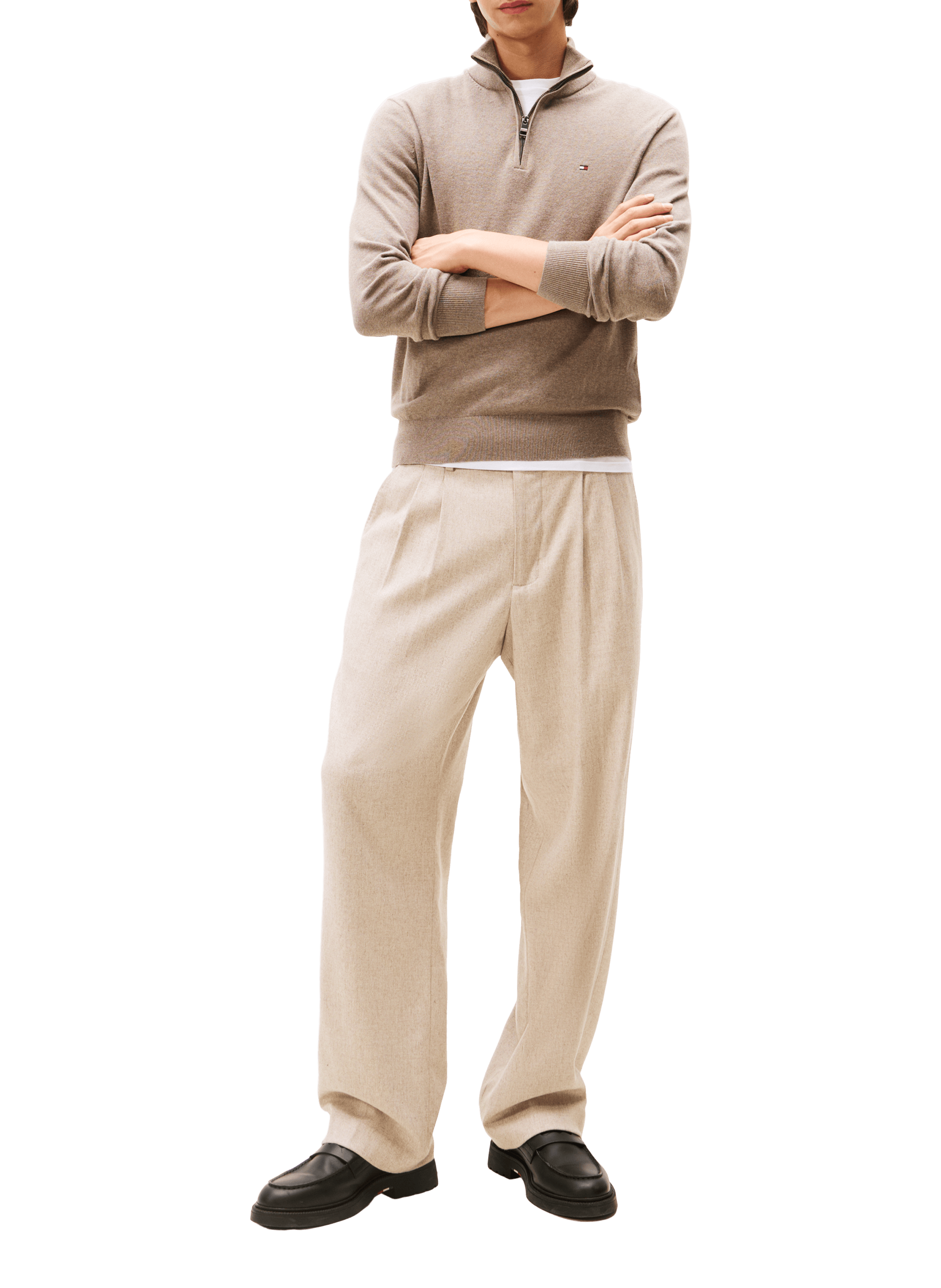 Funnel neck half-zip jumper TOMMY HILFIGER Brown