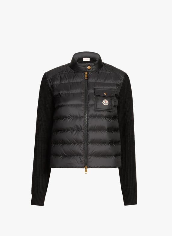 Quilted zip-up cardigan | Black by MONCLER Quilted zip-up cardigan Black