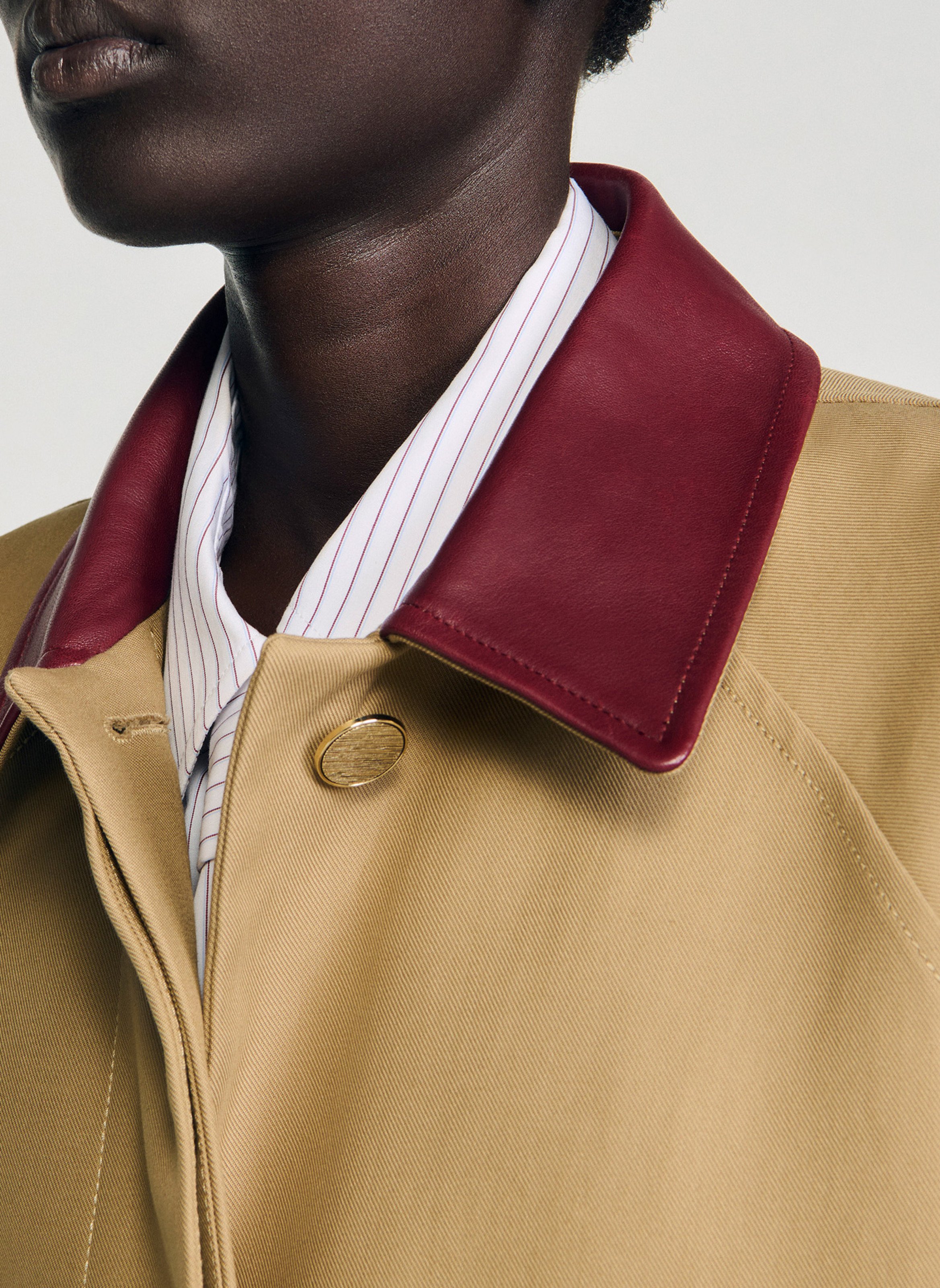 Trench droit col classique en coton SANDRO Beige