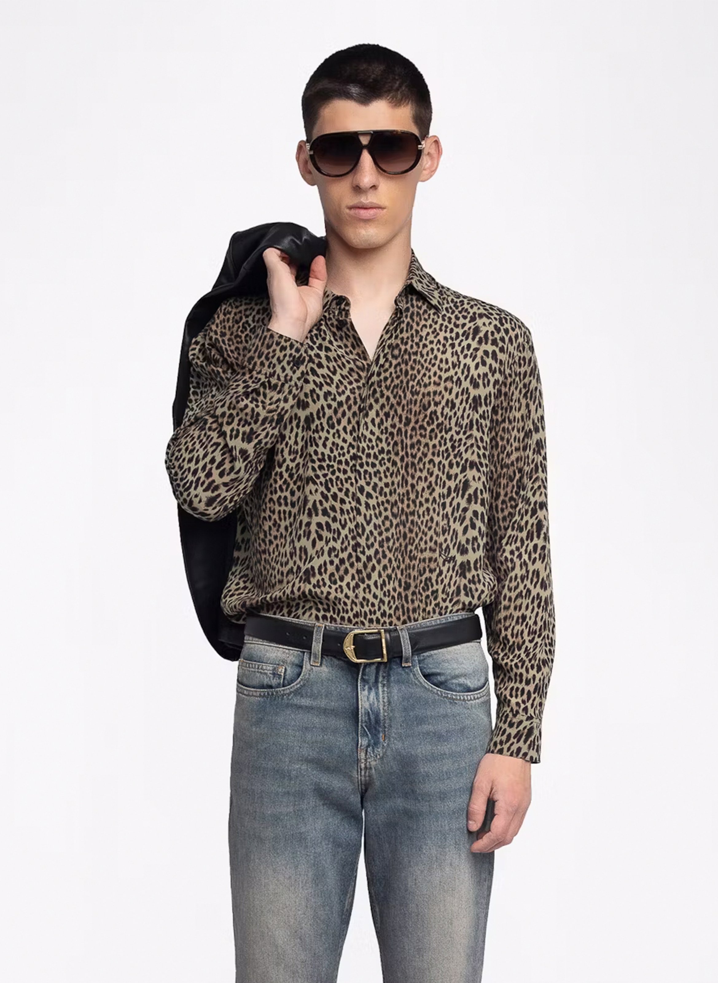 Chemise droite boutonnée à motif léopard tyric ZADIG&VOLTAIRE Vert