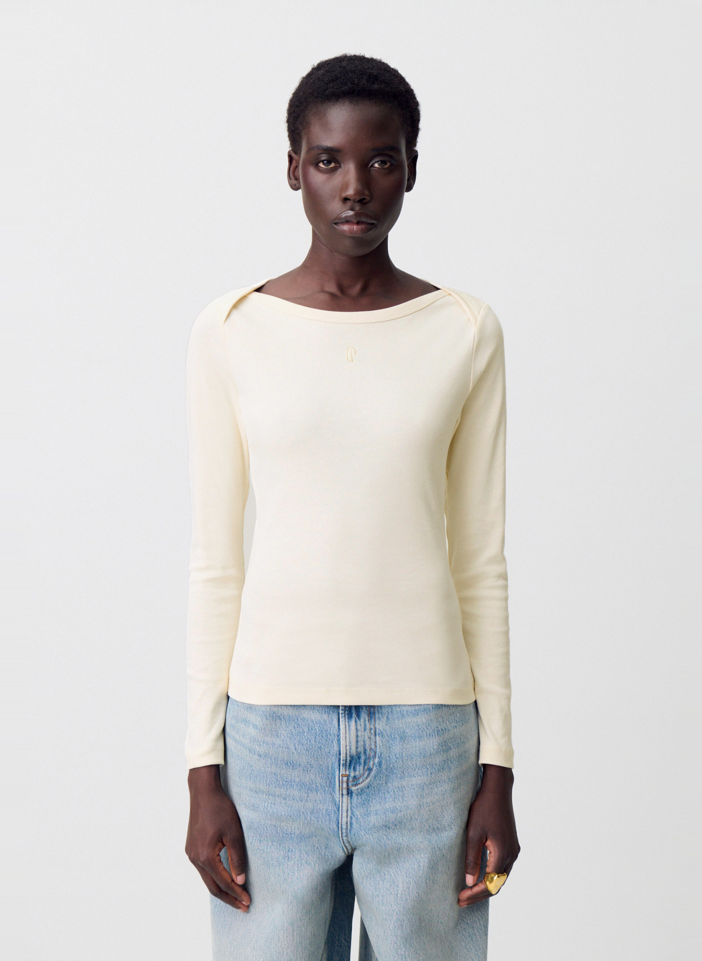 Tee-shirt près du corps col bateau timea CLAUDIE PIERLOT Beige