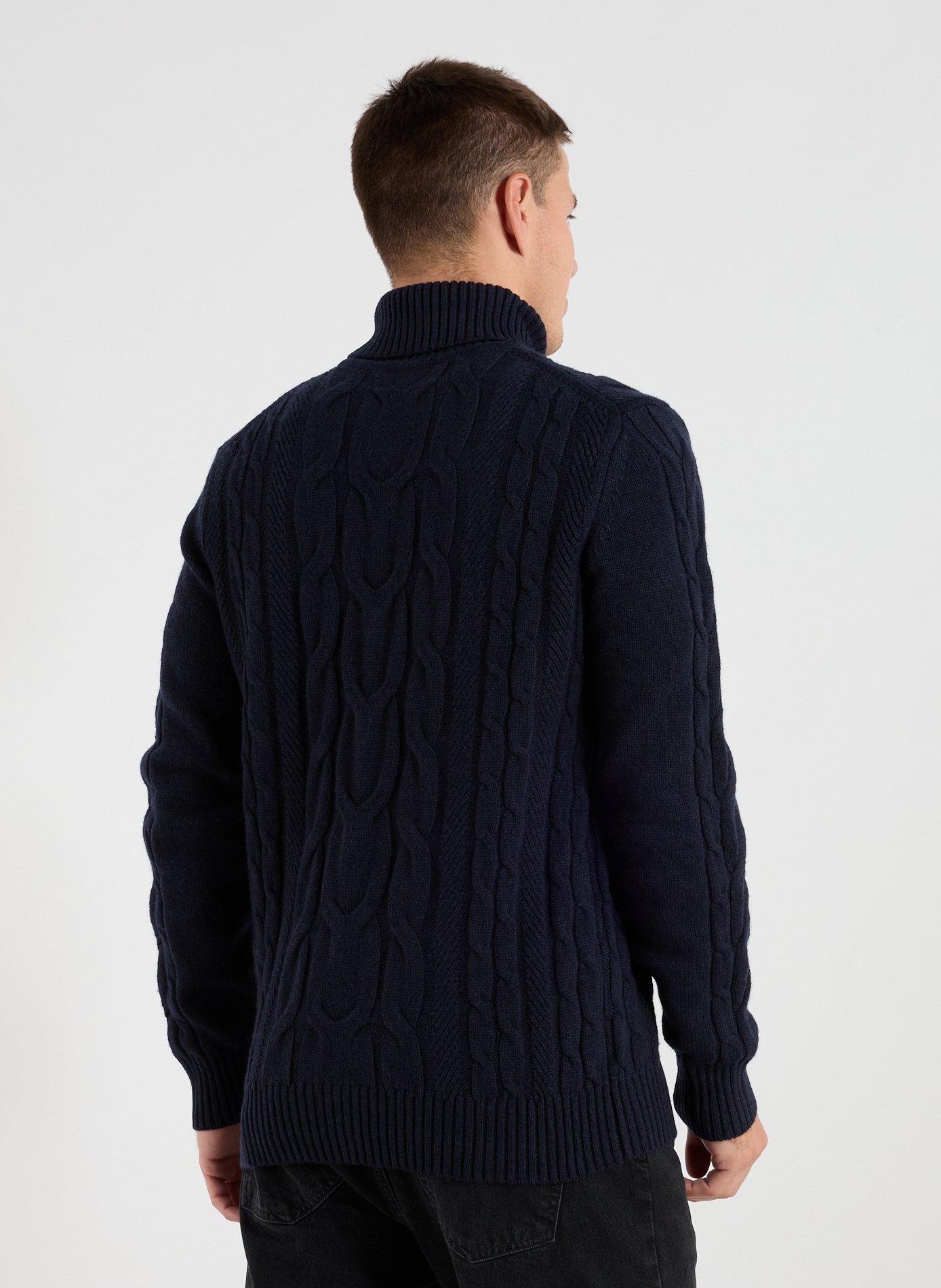 Pull col roulé en laine et cachemire HACKETT Bleu