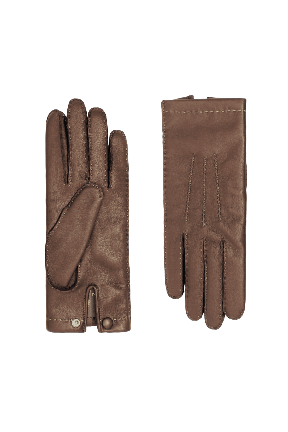 Gants aude femme cuir doublés cachemire AGNELLE Marron