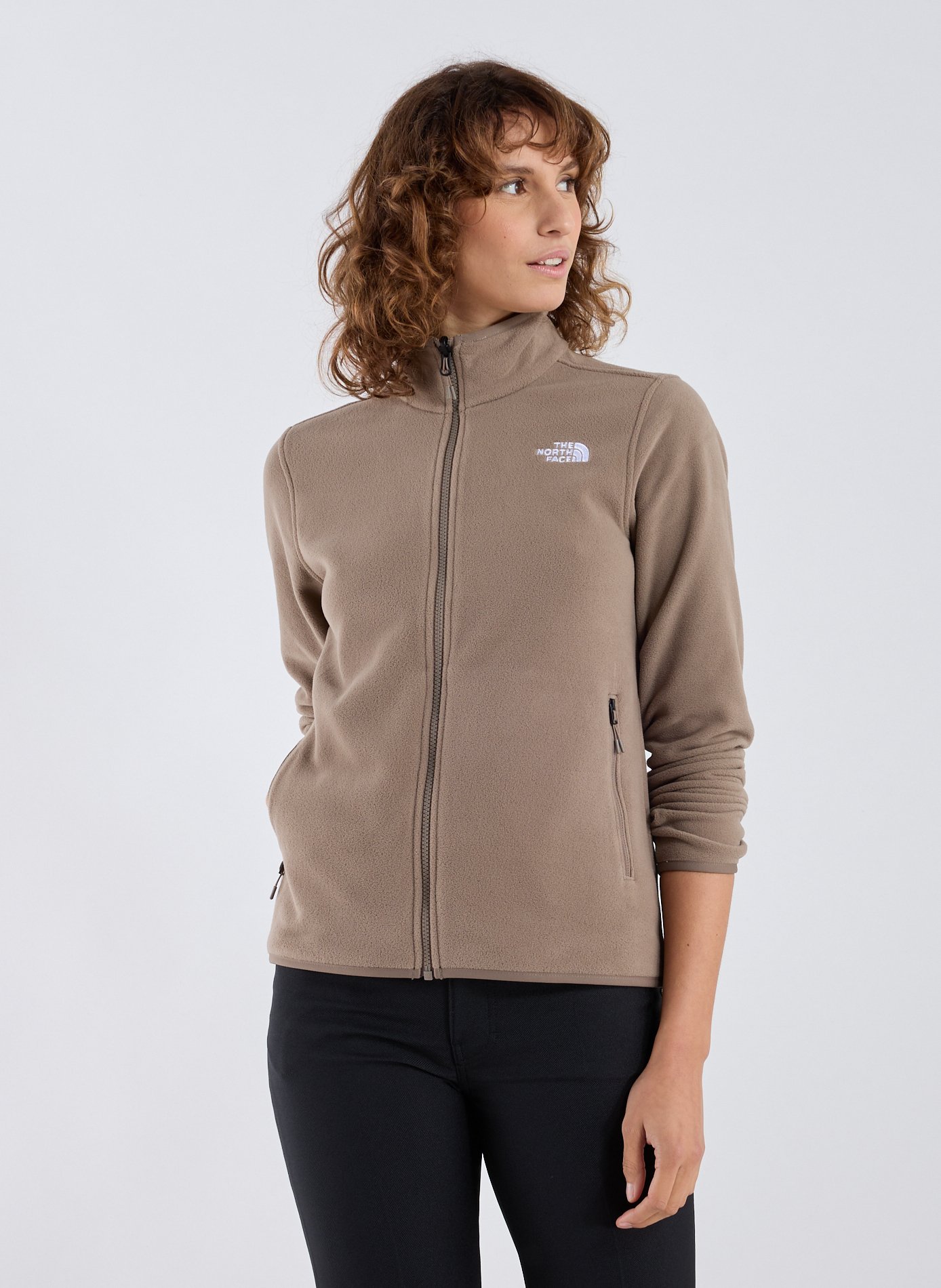 THE NORTH FACE Straight fleece jacket with high collar Beige