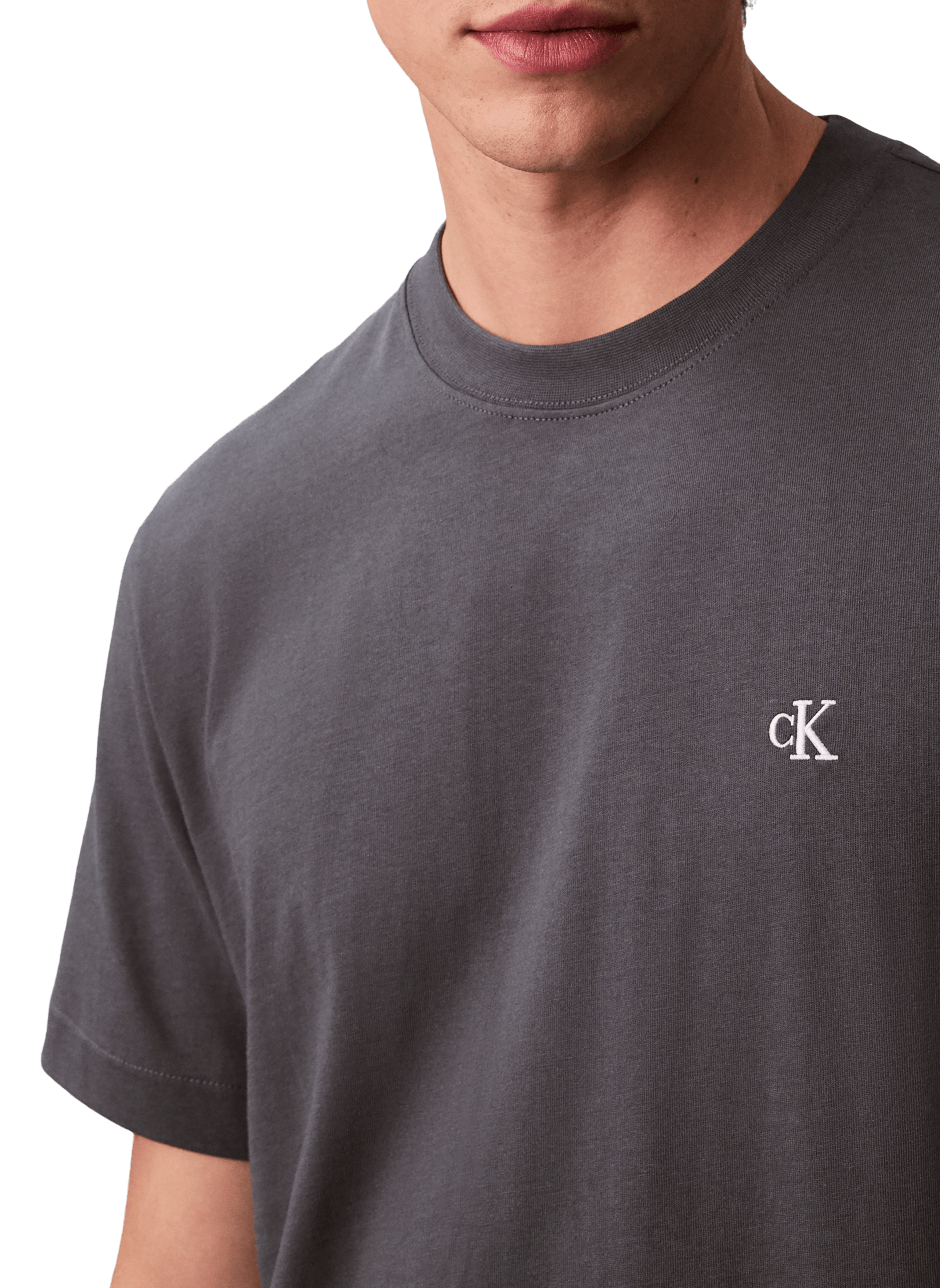 T-shirt à col rond en coton CALVIN KLEIN Bleu