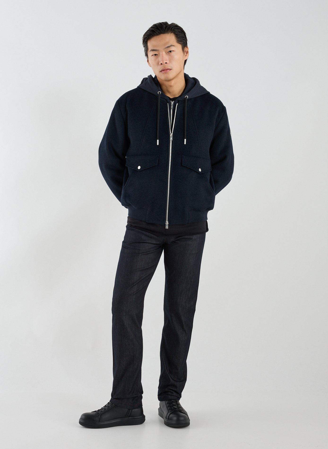 Oversized wool blend parka MOOSE KNUCKLES Blue